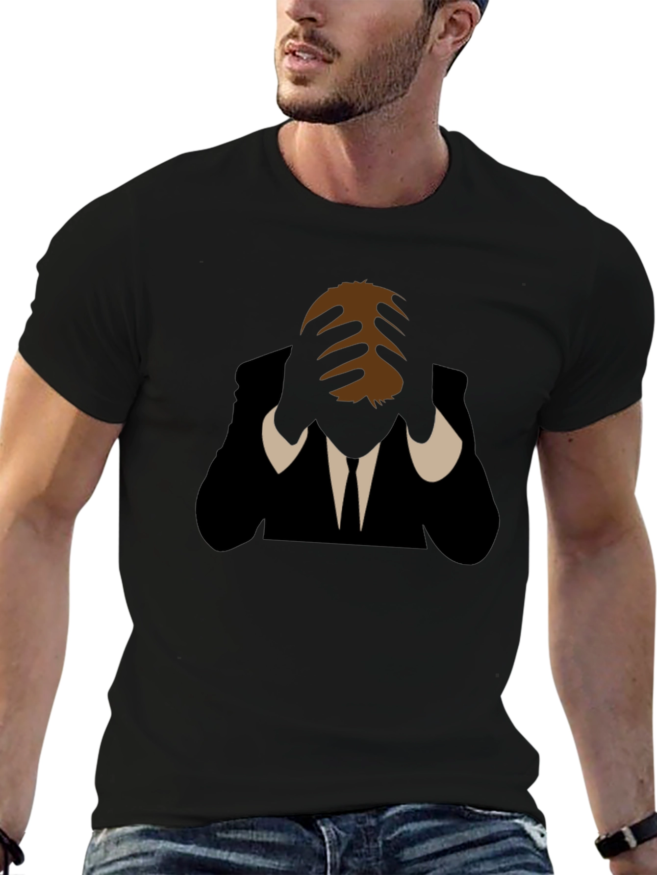 Stressed Silhouette Graphic Tee - Black