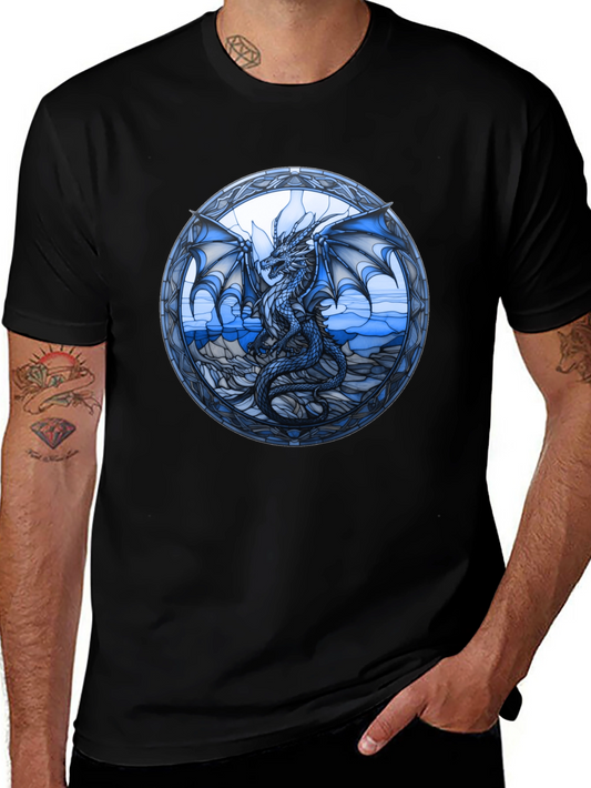 Dragon Stained Glass Graphic Tee - Black