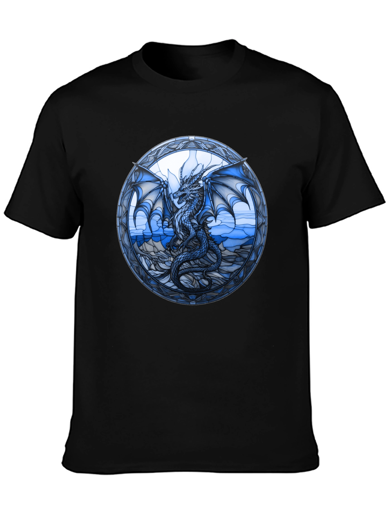 Dragon Stained Glass Graphic Tee - Black