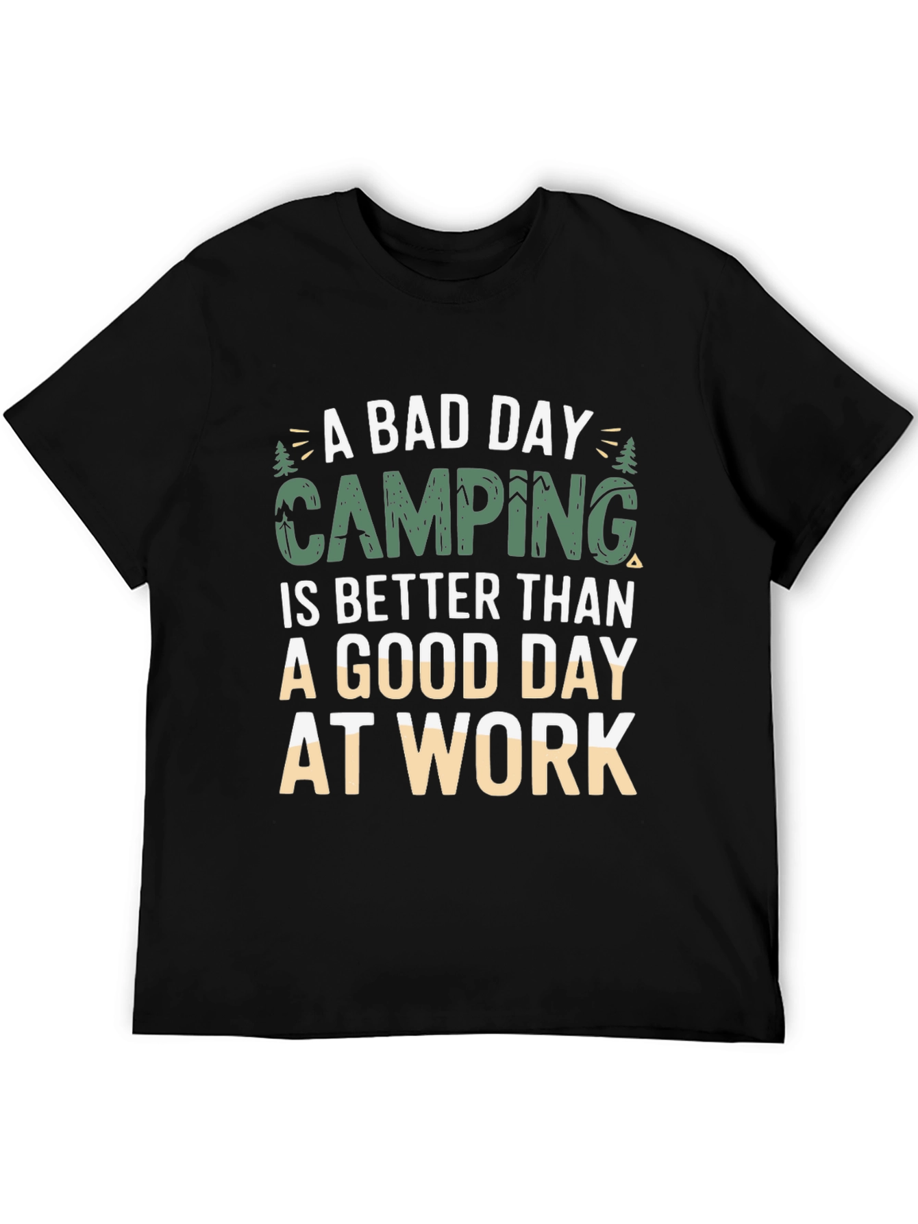 Camping Slogan Graphic Black T-Shirt
