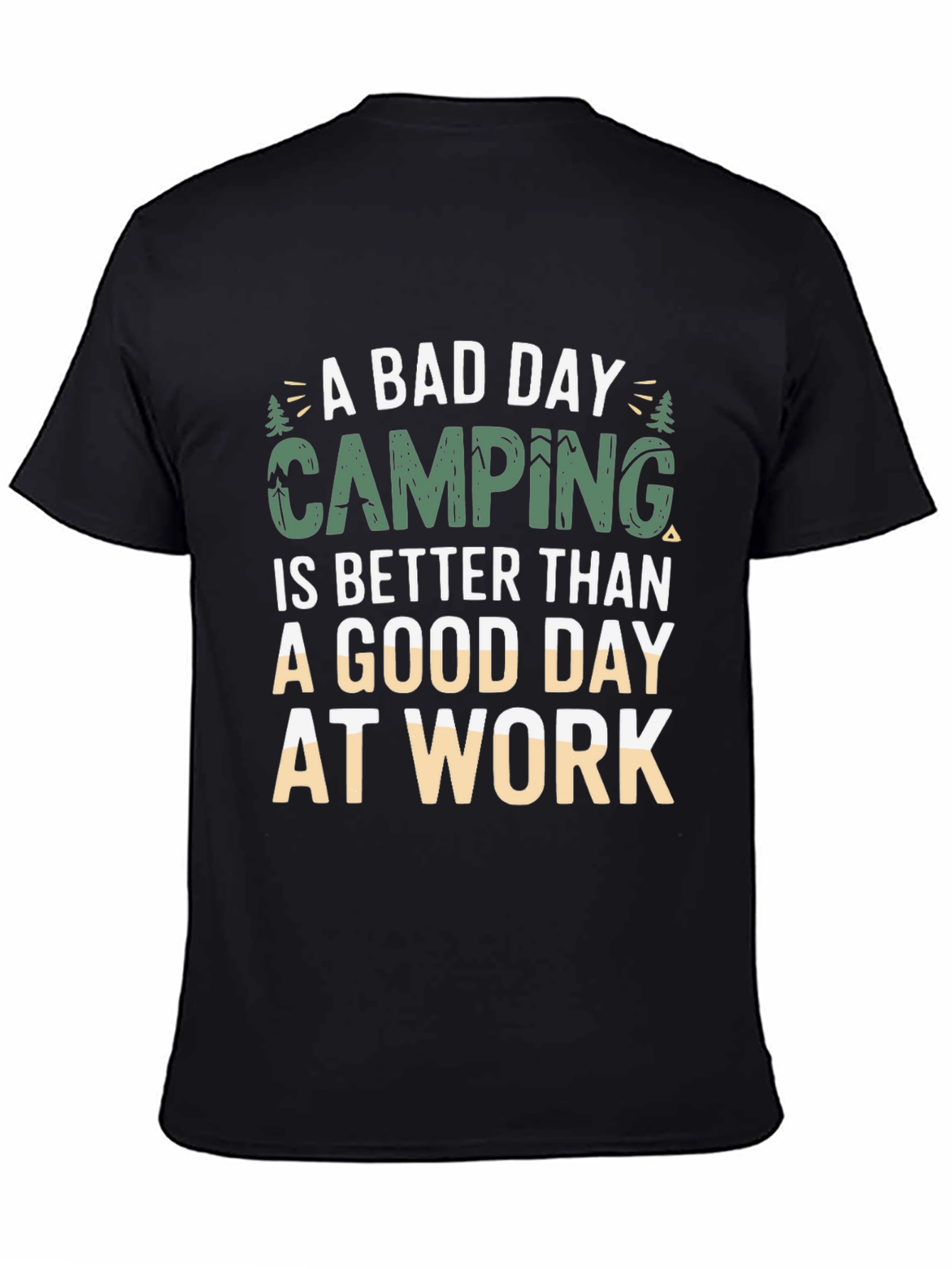 Camping Slogan Graphic Black T-Shirt
