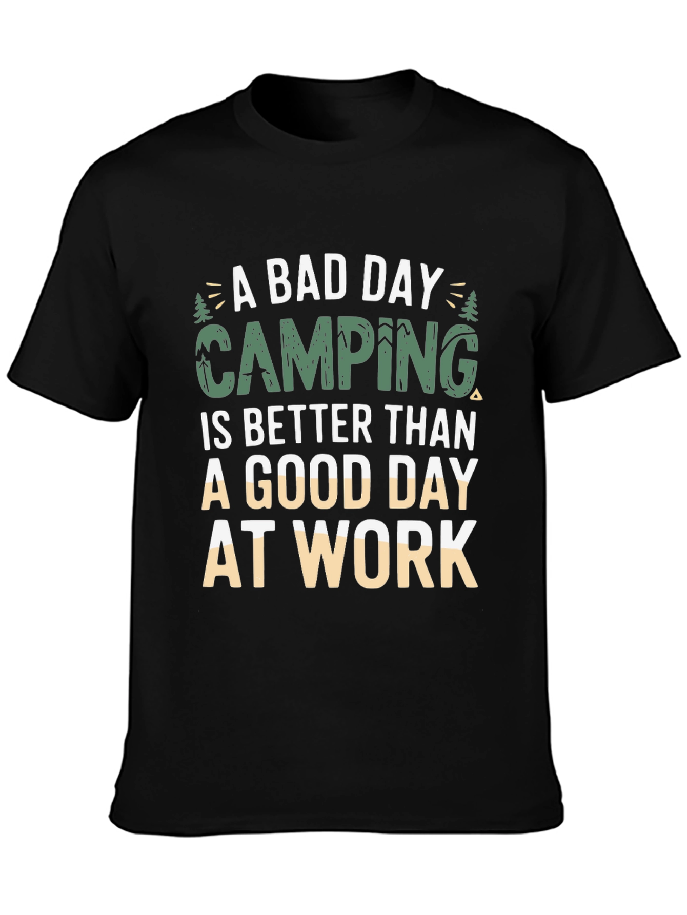 Camping Slogan Graphic Black T-Shirt