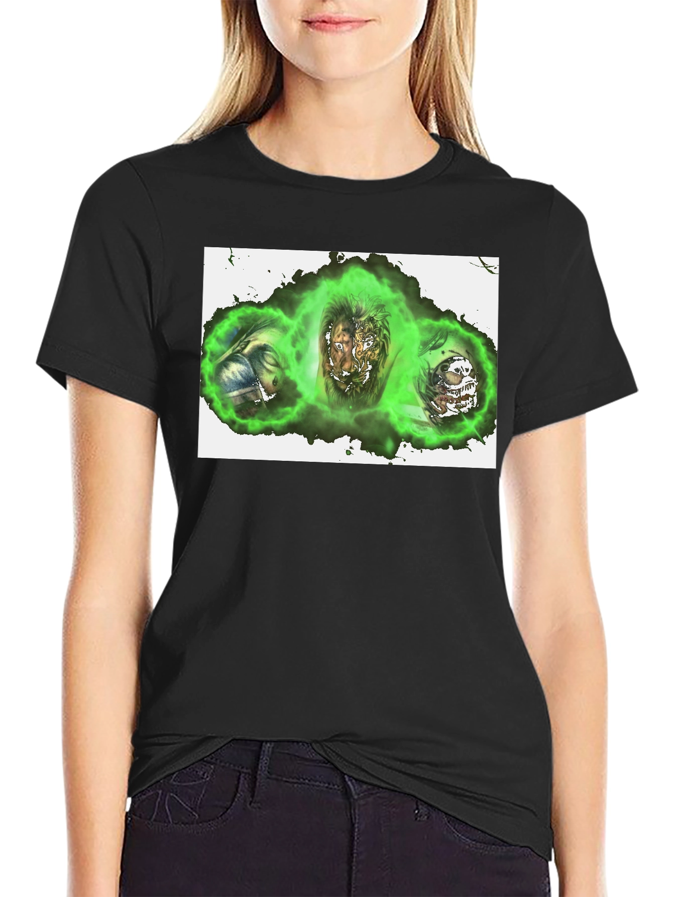 Green Aura Graphic Print T-Shirt