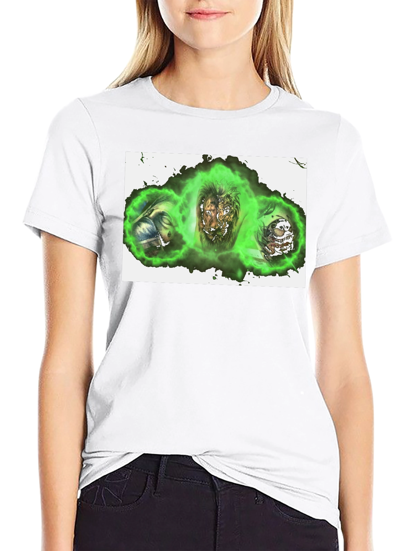 Green Aura Graphic Print T-Shirt