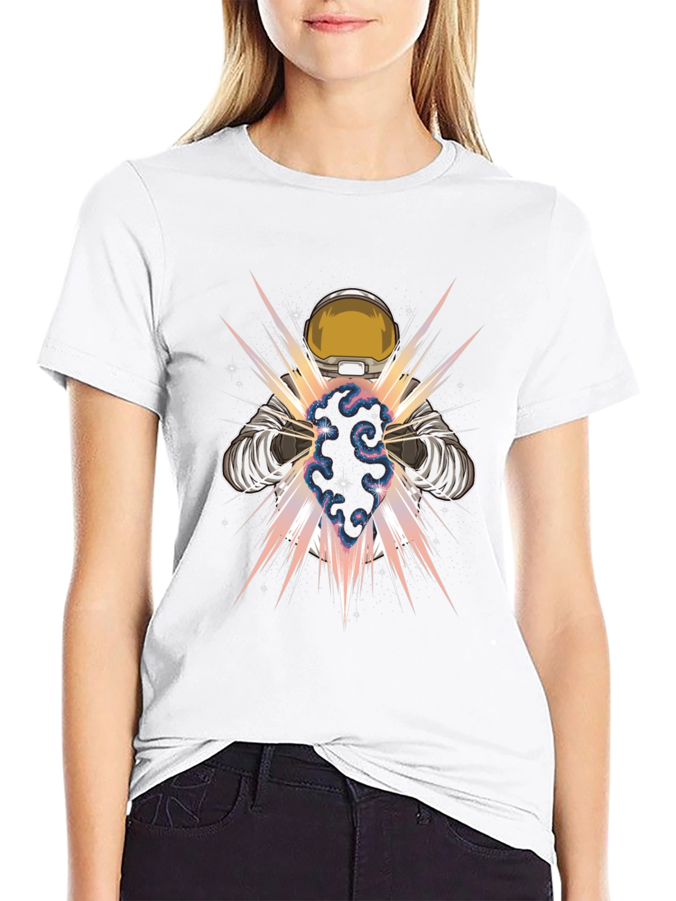 Astronaut Galaxy Power T-Shirt - Cosmic Design