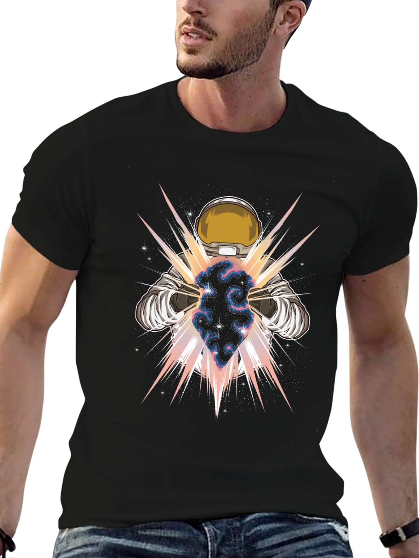 Astronaut Galaxy Power T-Shirt - Cosmic Design