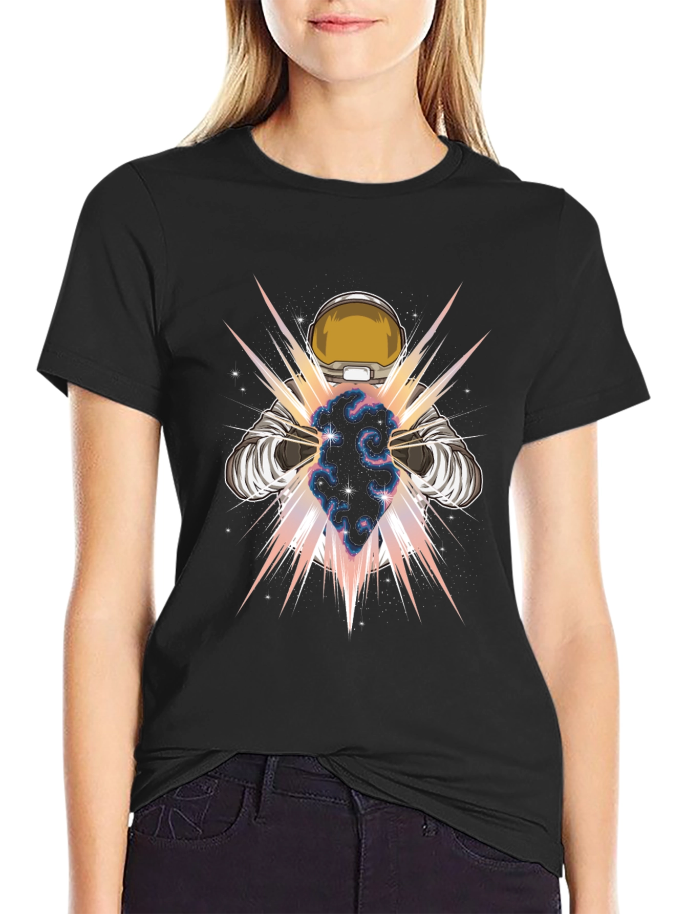 Astronaut Galaxy Power T-Shirt - Cosmic Design