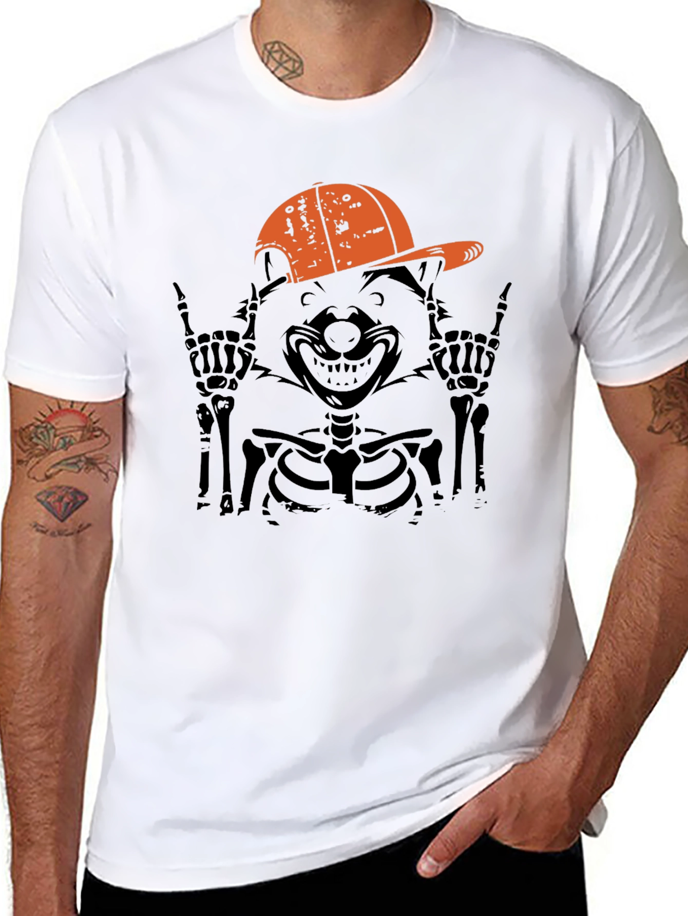 Cool Skeleton Raccoon Graphic Tee