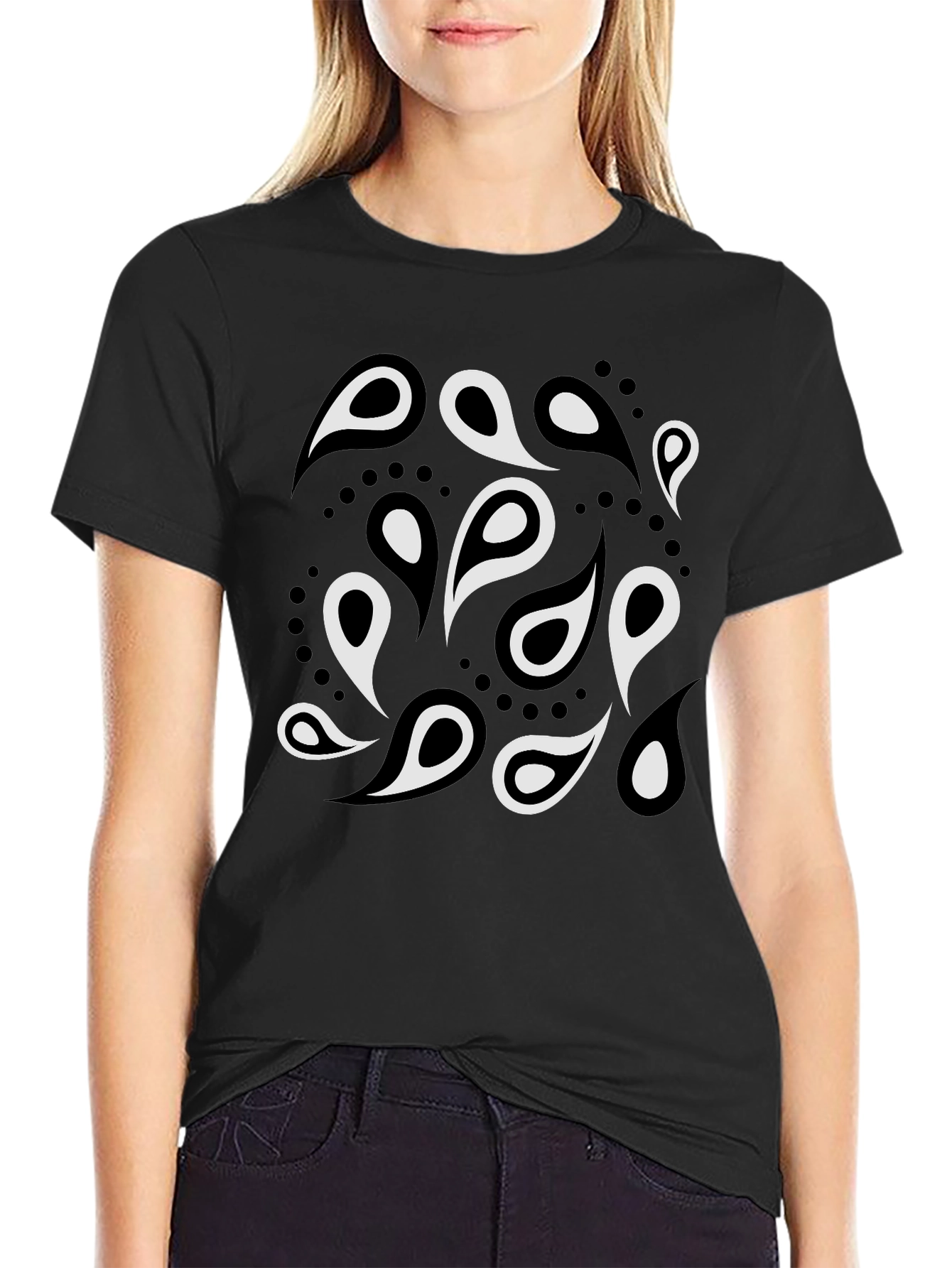 Paisley Print Mens Black T-Shirt