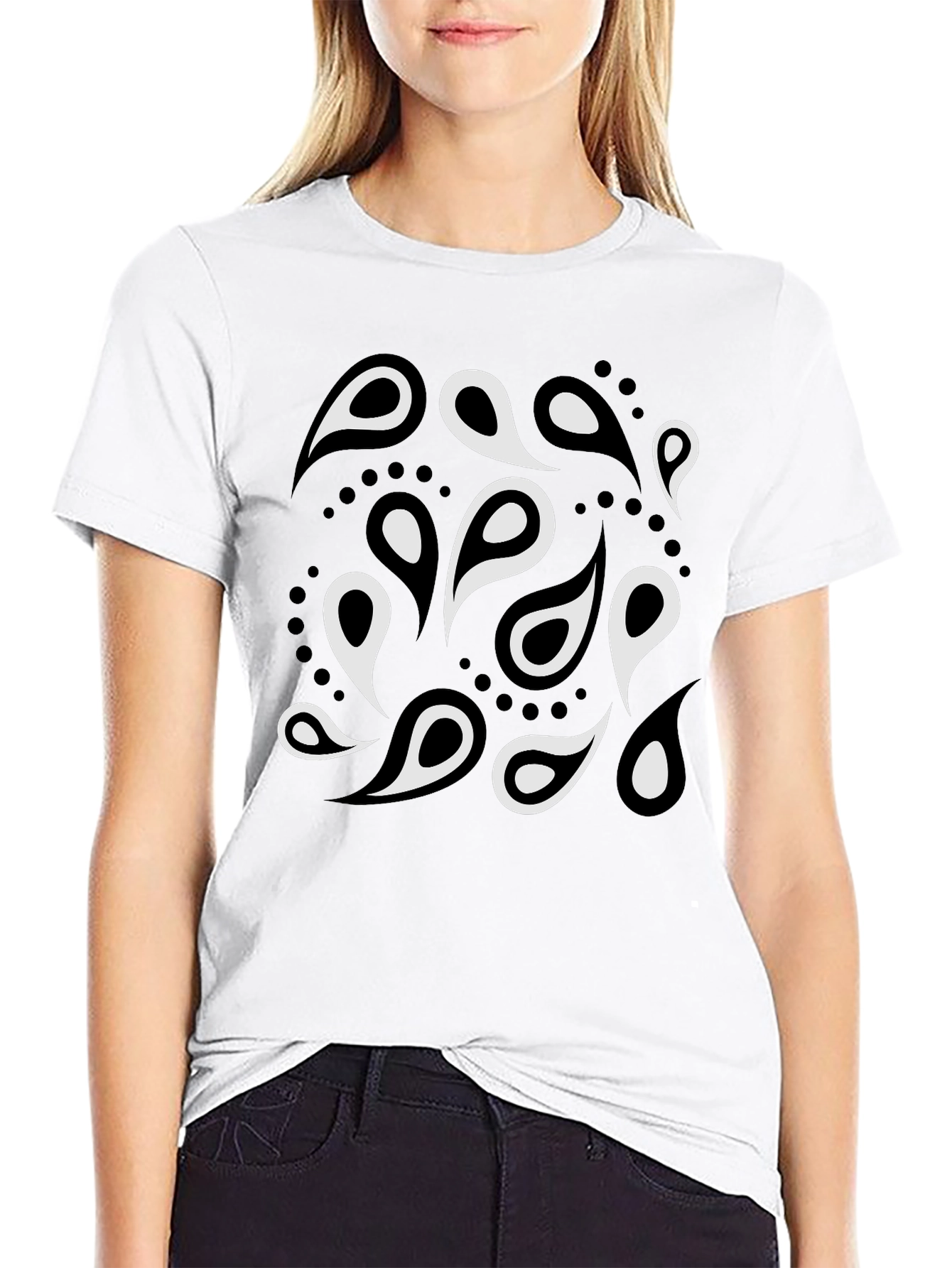 Paisley Print Mens Black T-Shirt