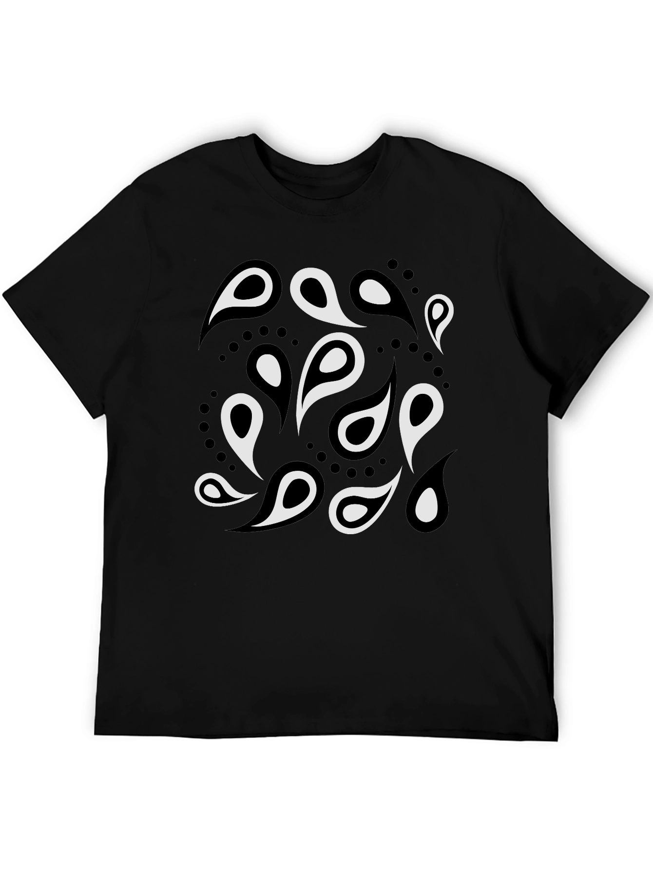 Paisley Print Mens Black T-Shirt
