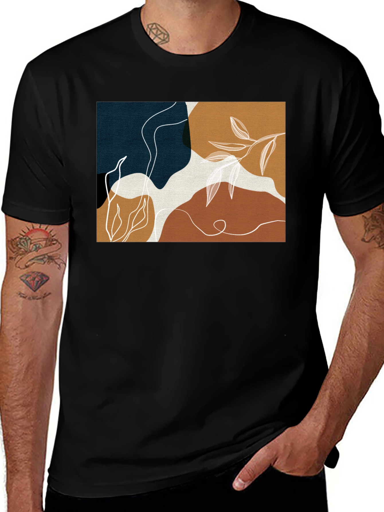 Abstract Botanical T-Shirt: Modern Art Tee