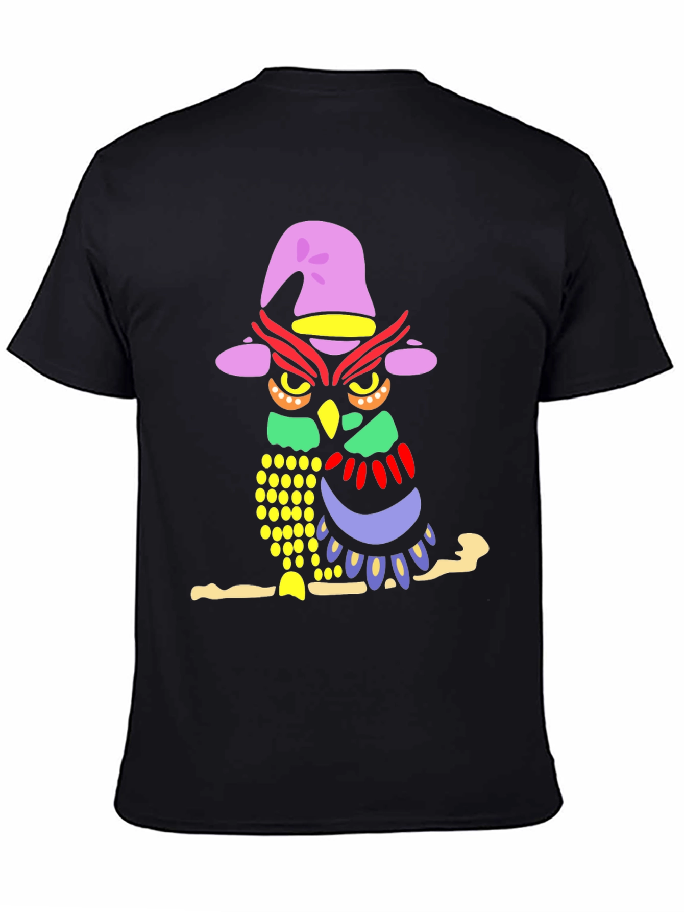 Whimsical Owl Graphic Tee - Mens Black T-Shirt
