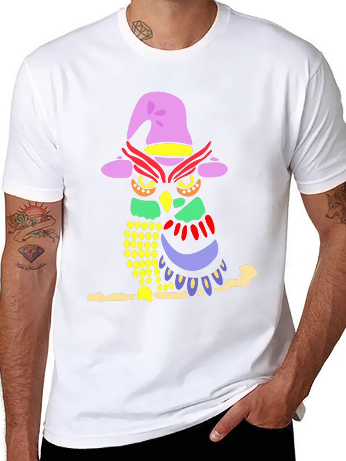 Whimsical Owl Graphic Tee - Mens Black T-Shirt