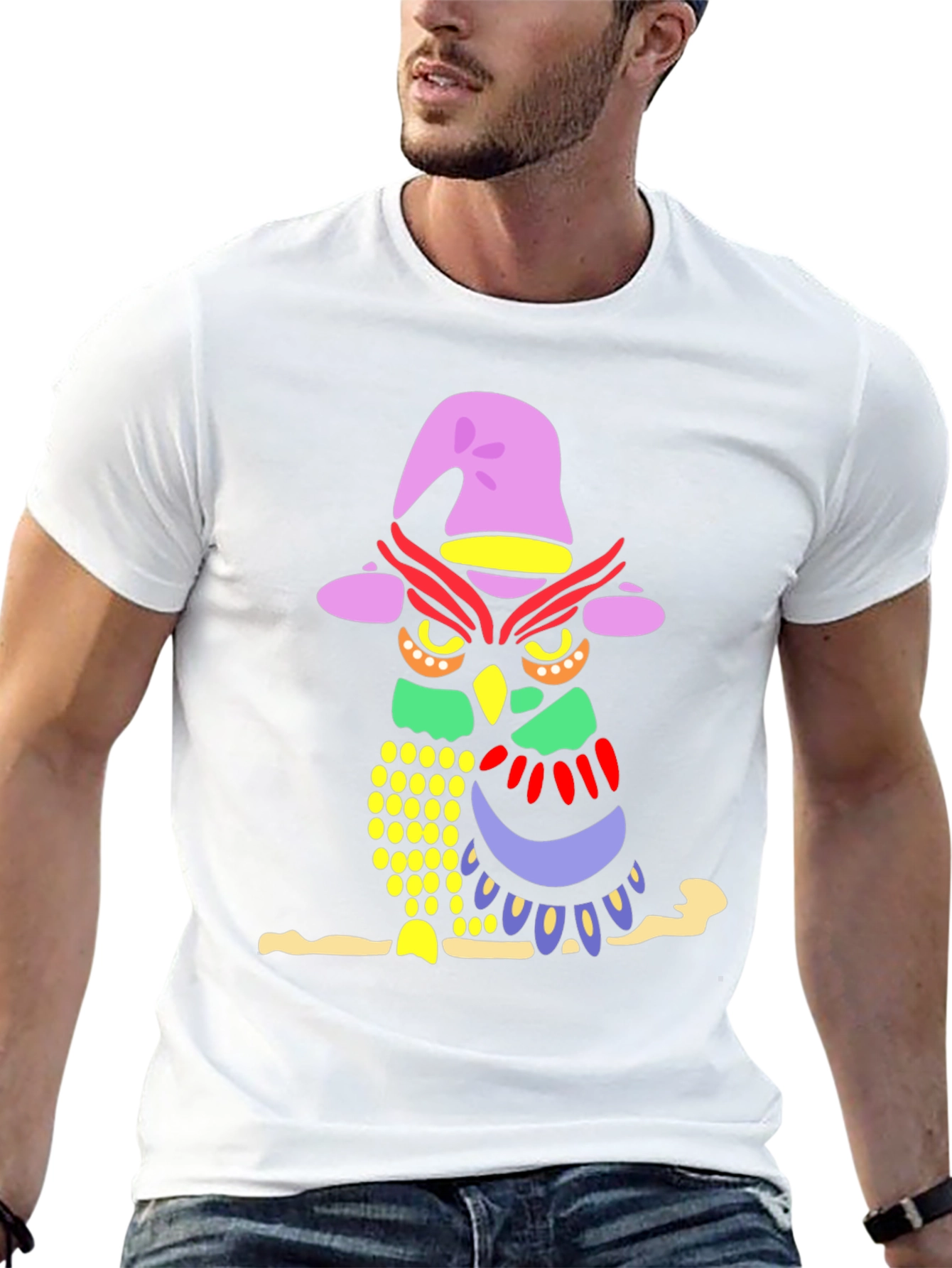 Whimsical Owl Graphic Tee - Mens Black T-Shirt