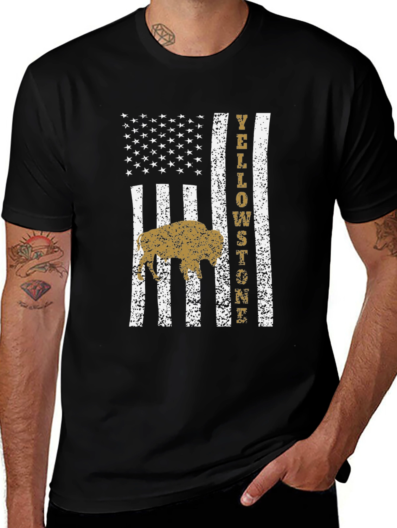 Yellowstone Buffalo American Flag T-Shirt