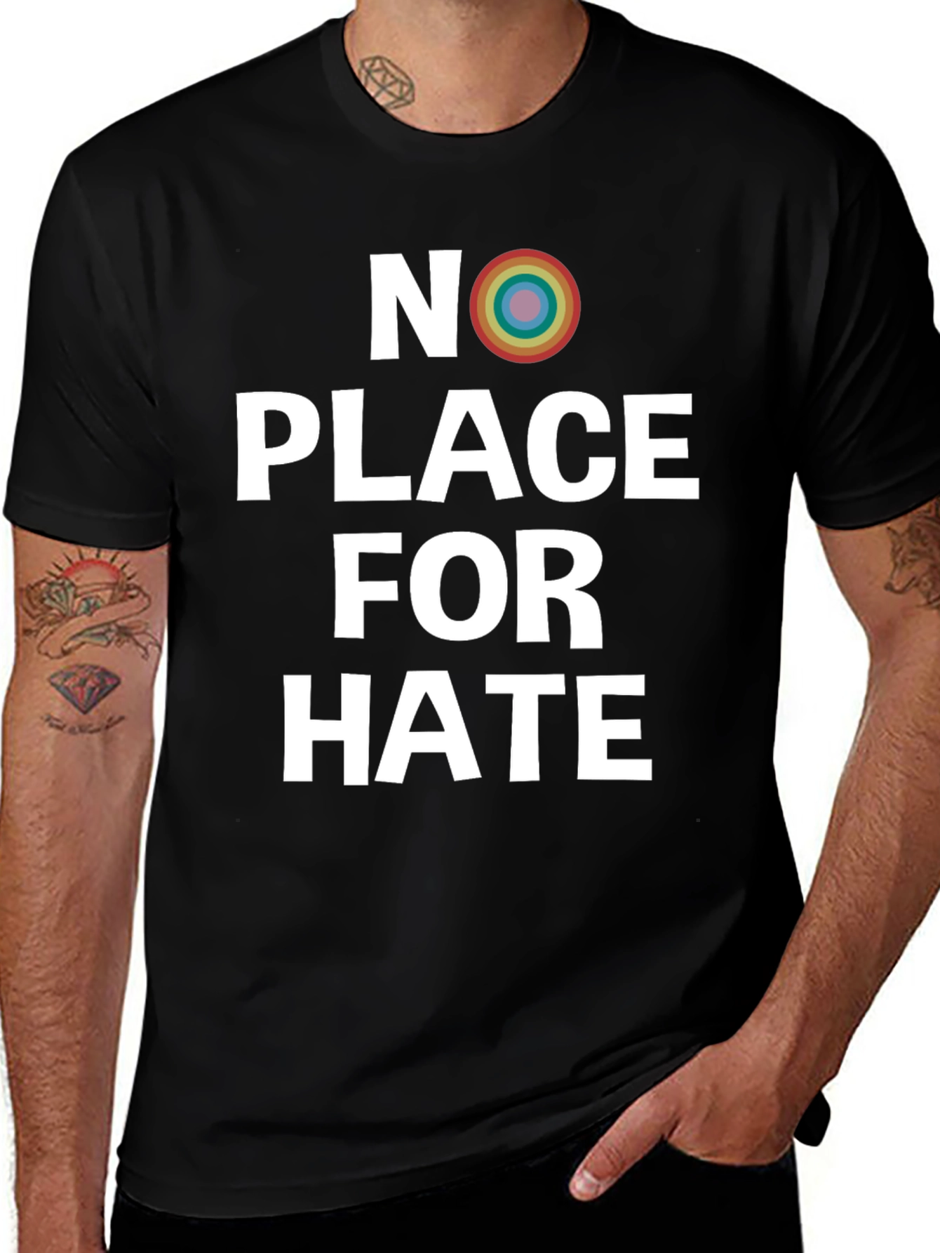 No Place For Hate Rainbow Graphic Tee