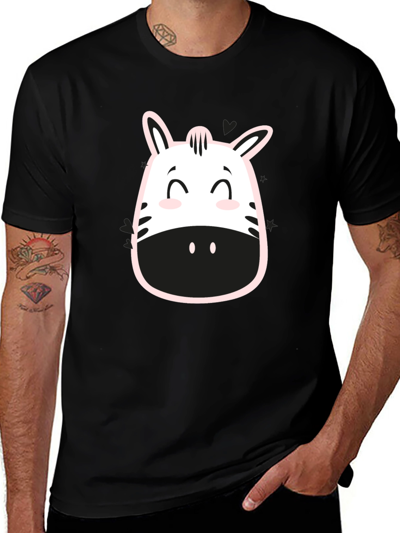 Zebra Face Graphic Tee - Trendy Casual T-Shirt