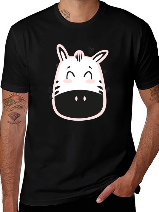 Zebra Face Graphic Tee - Trendy Casual T-Shirt
