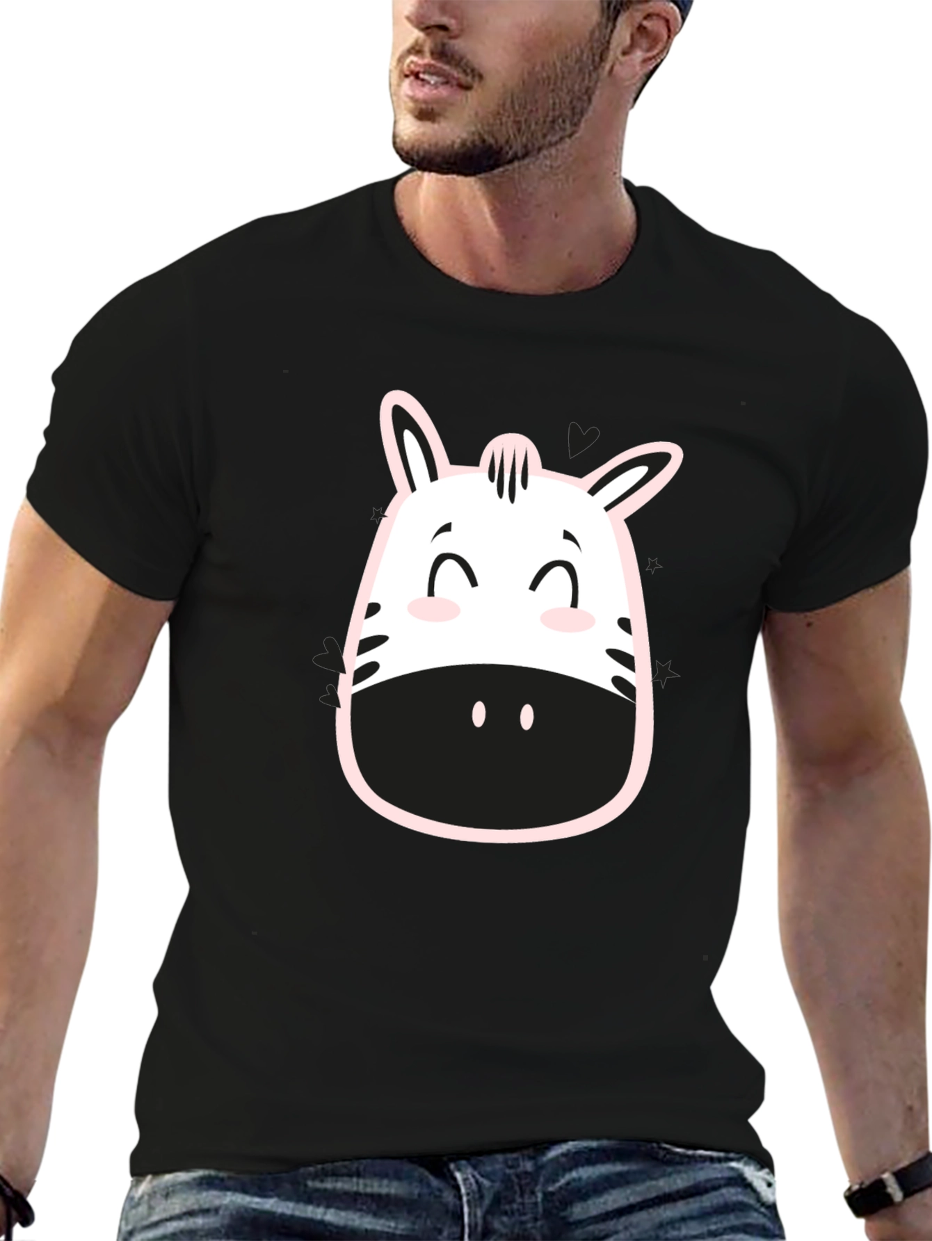 Zebra Face Graphic Tee - Trendy Casual T-Shirt