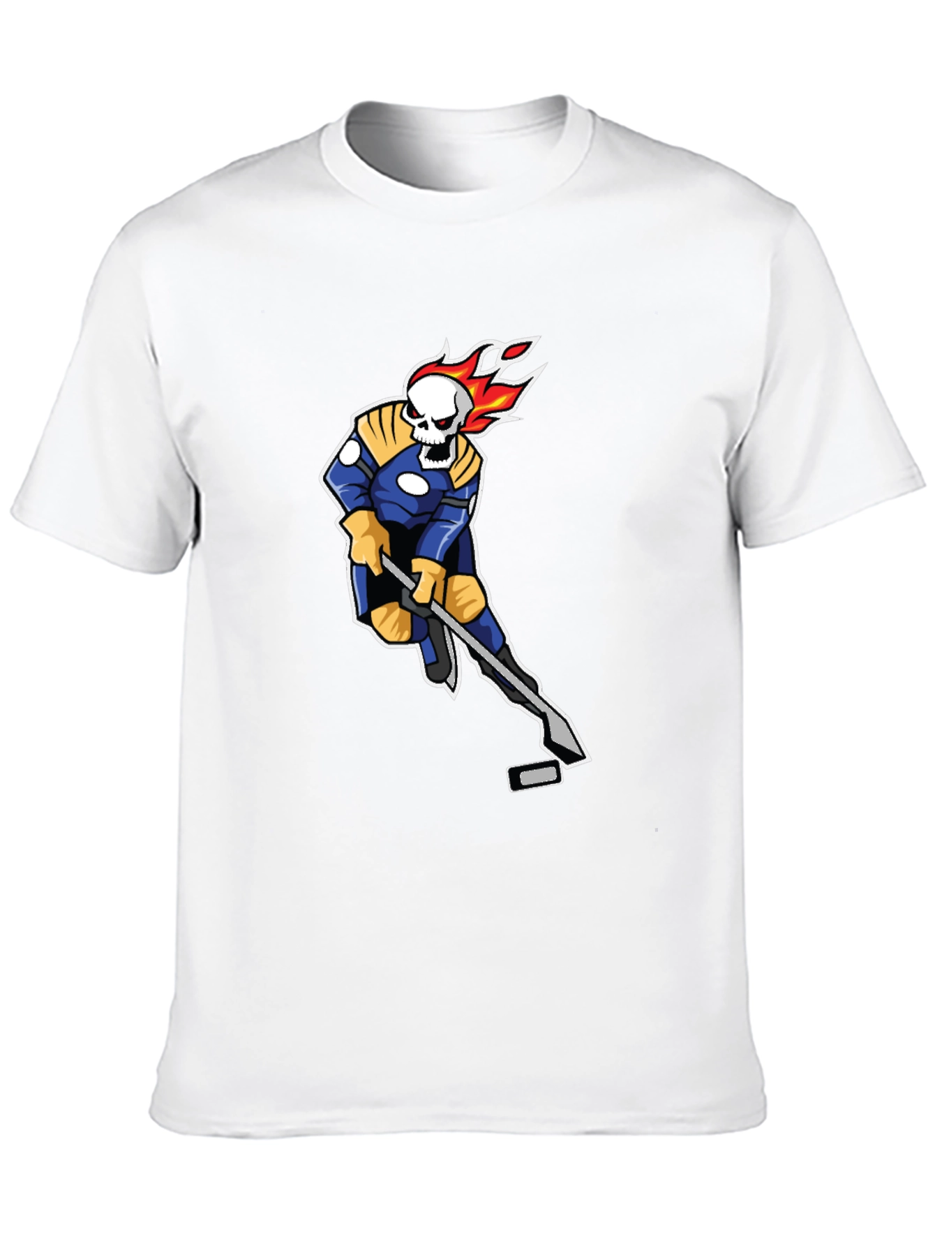 Fiery Hockey Skeleton Black T-Shirt