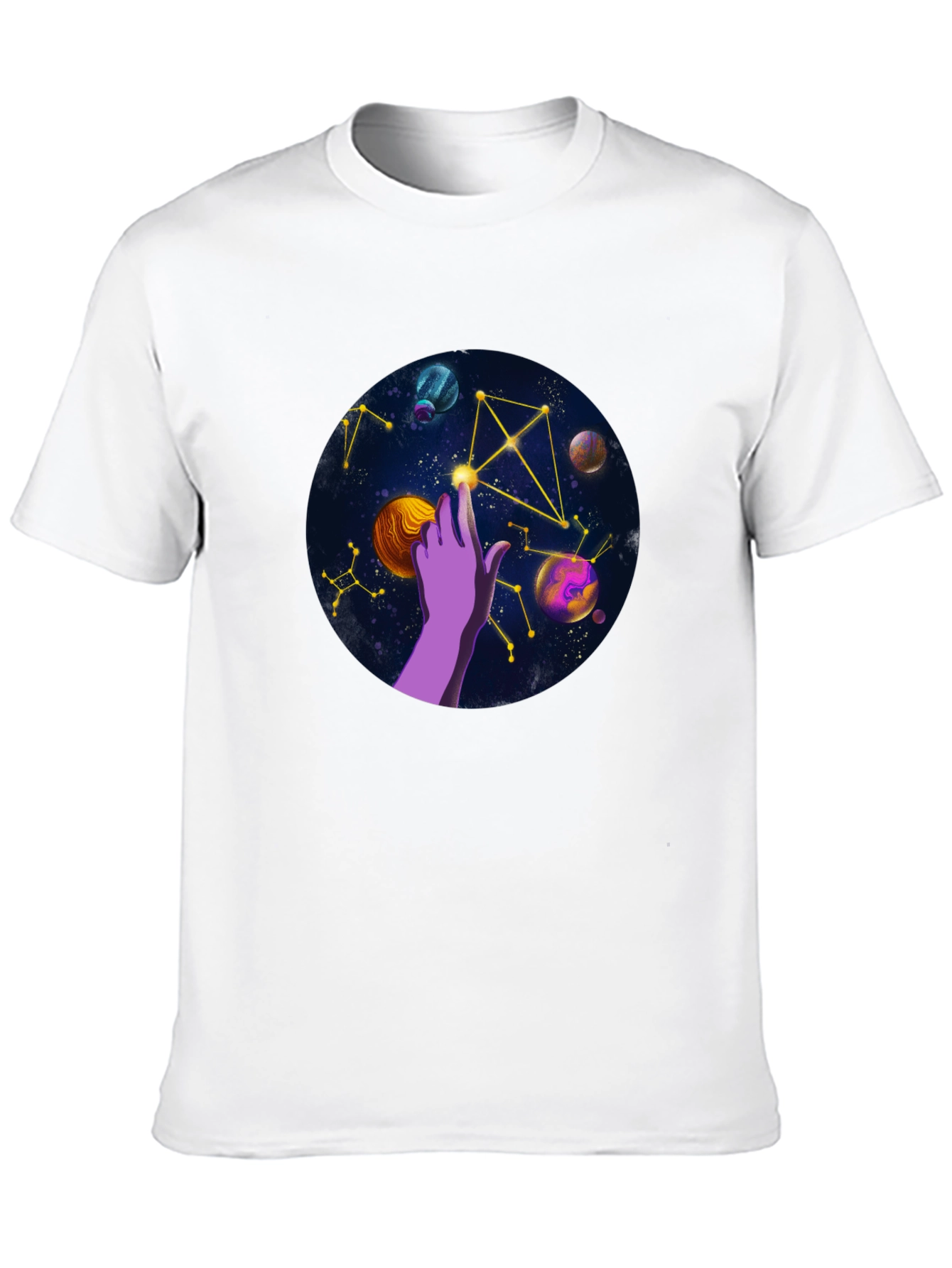 Cosmic Touch Graphic Tee - Unisex Black T-Shirt