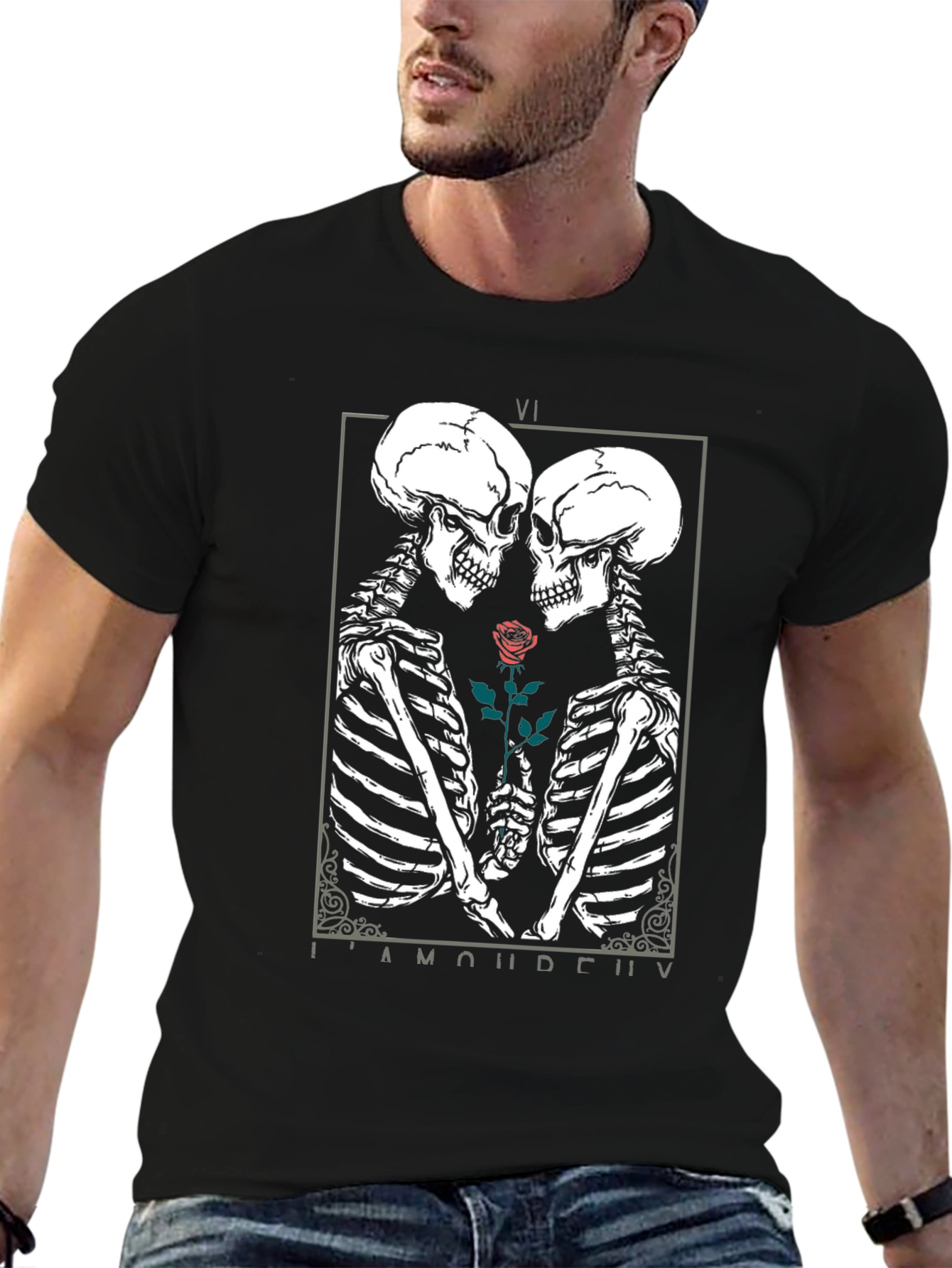 Skeleton Romance Graphic Tee - Black