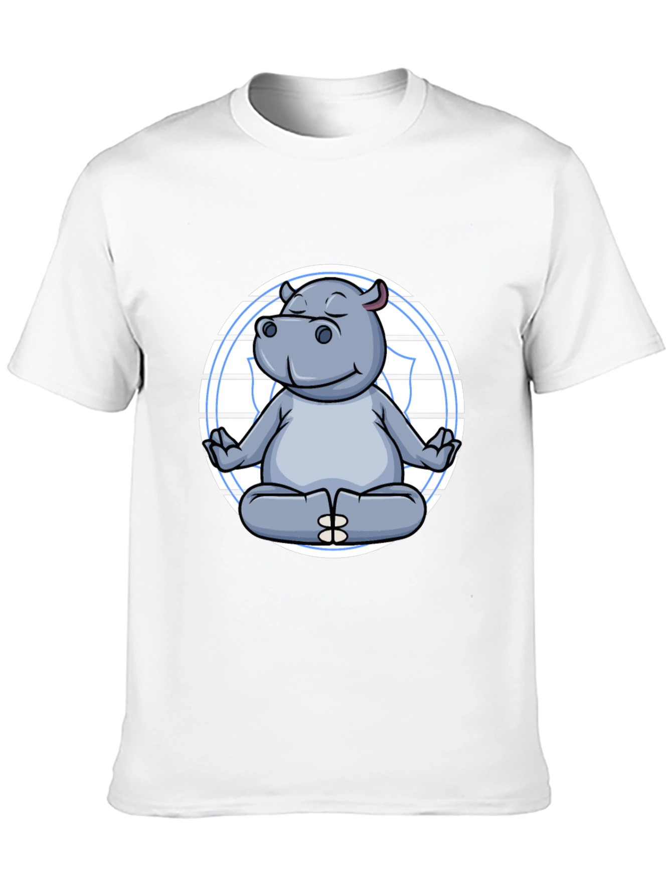 Meditating Hippo Graphic Tee - Black Cotton T-Shirt