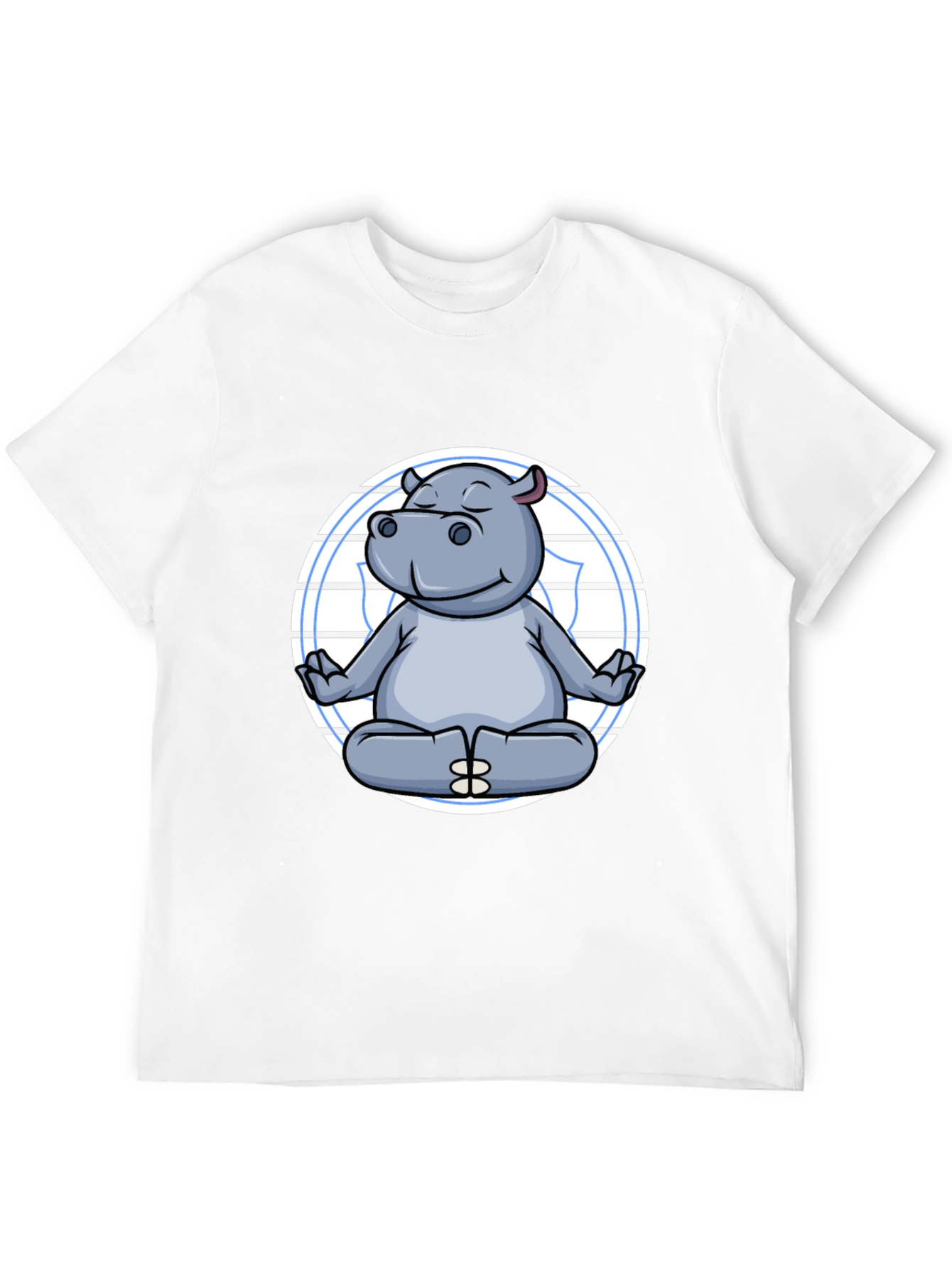 Meditating Hippo Graphic Tee - Black Cotton T-Shirt