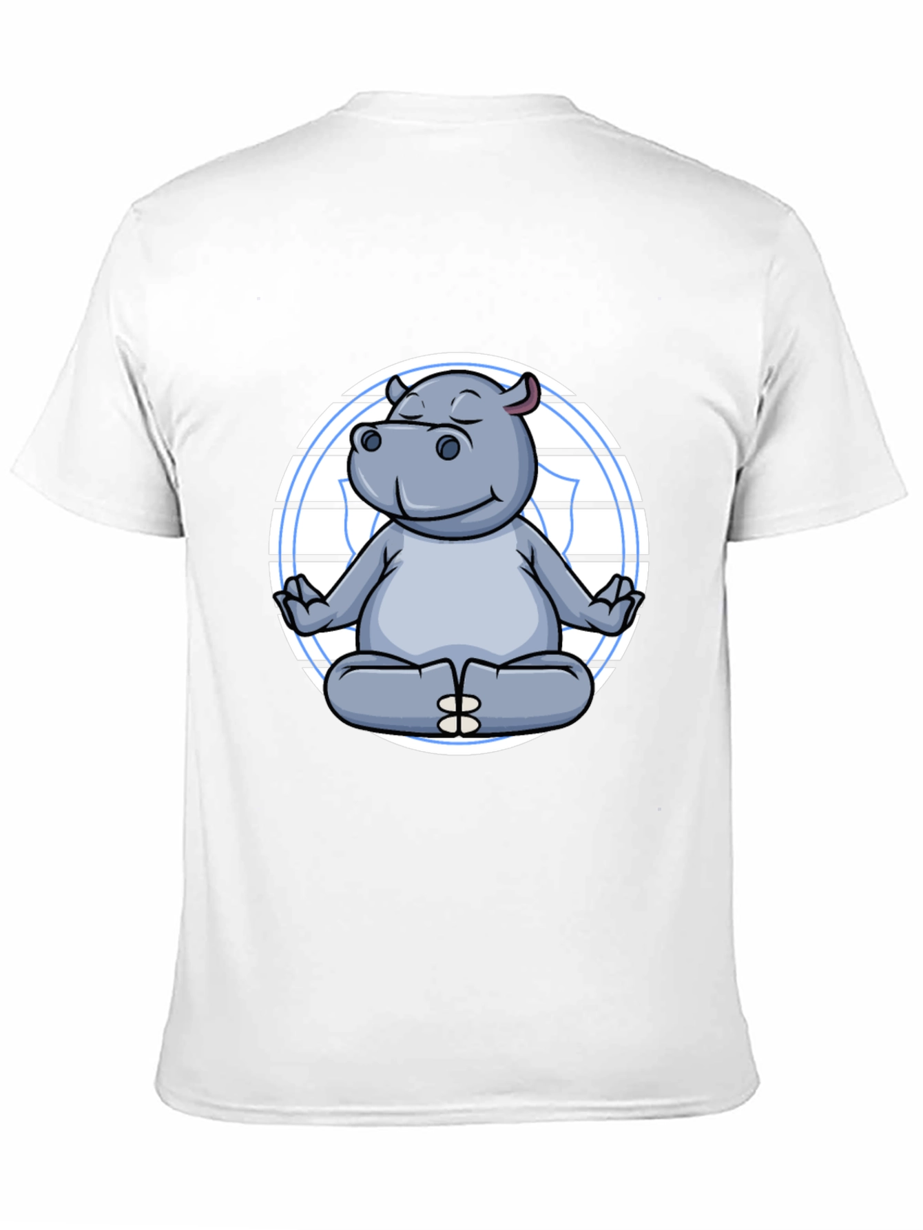 Meditating Hippo Graphic Tee - Black Cotton T-Shirt