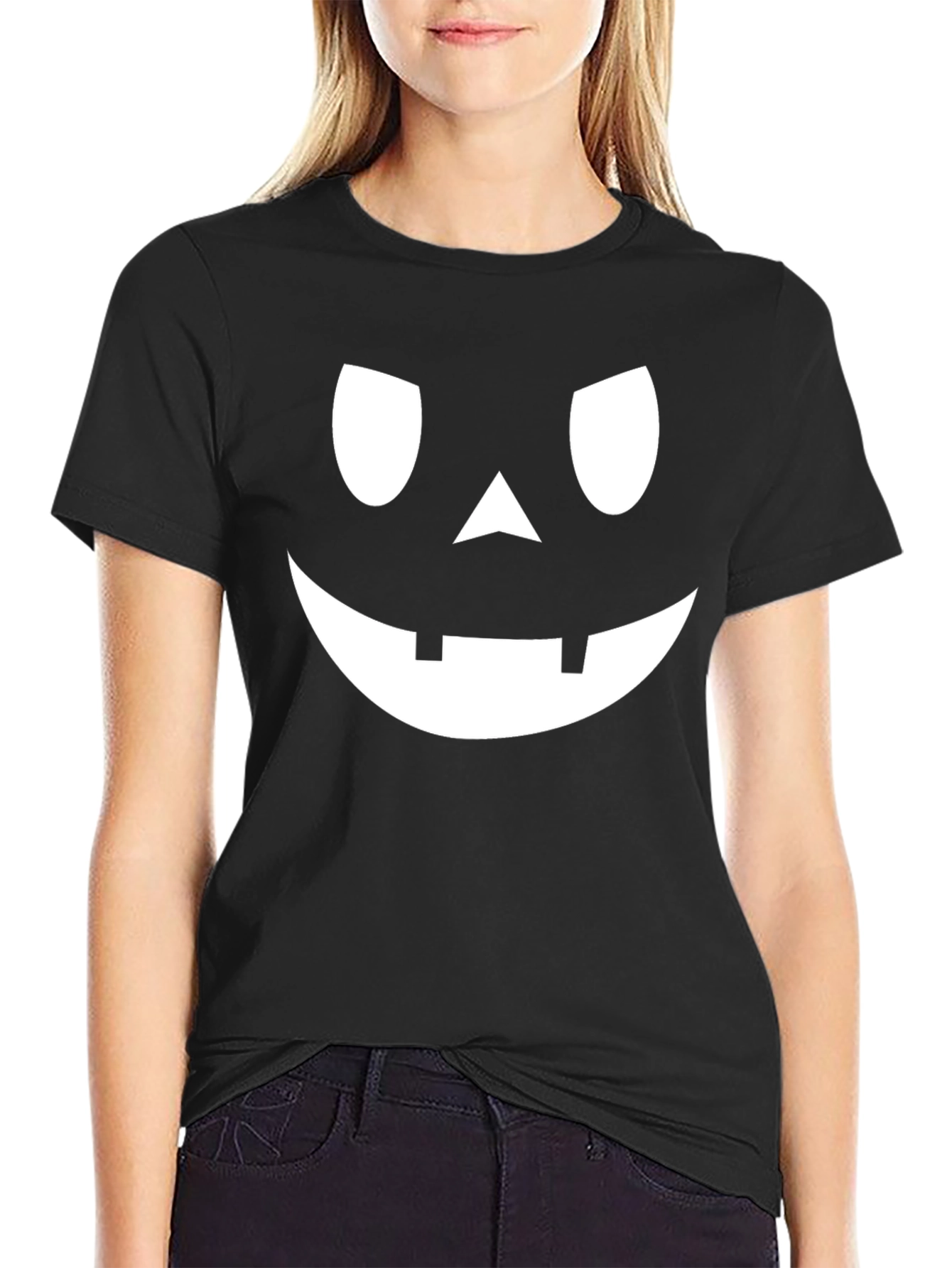 Spooky Pumpkin Face Graphic Tee - Halloween Shirt