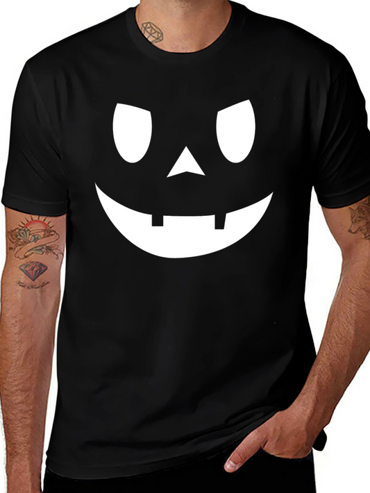 Spooky Pumpkin Face Graphic Tee - Halloween Shirt