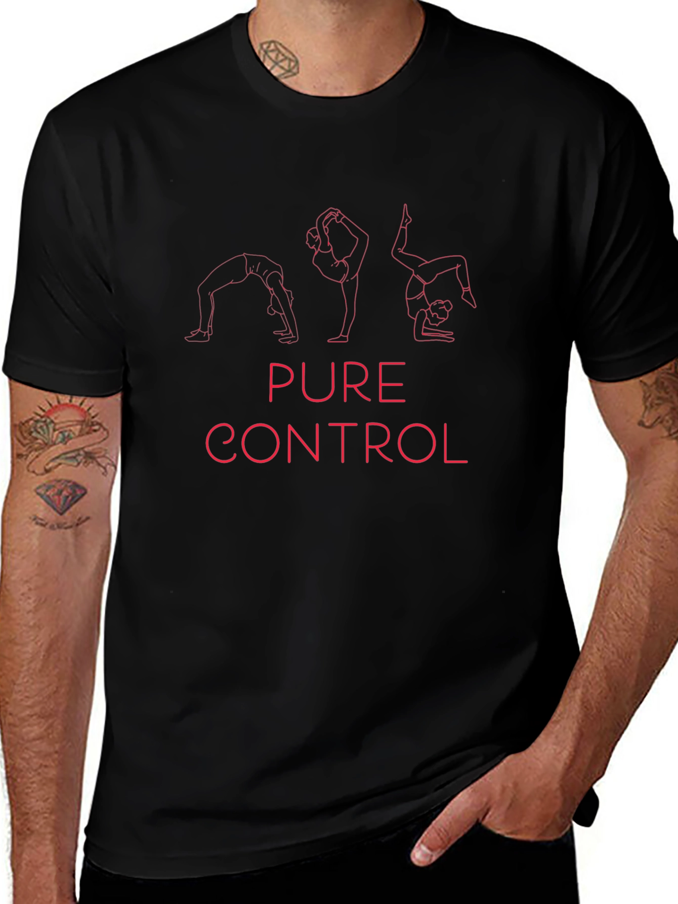 Pure Control Yoga Pose Graphic Tee - Black