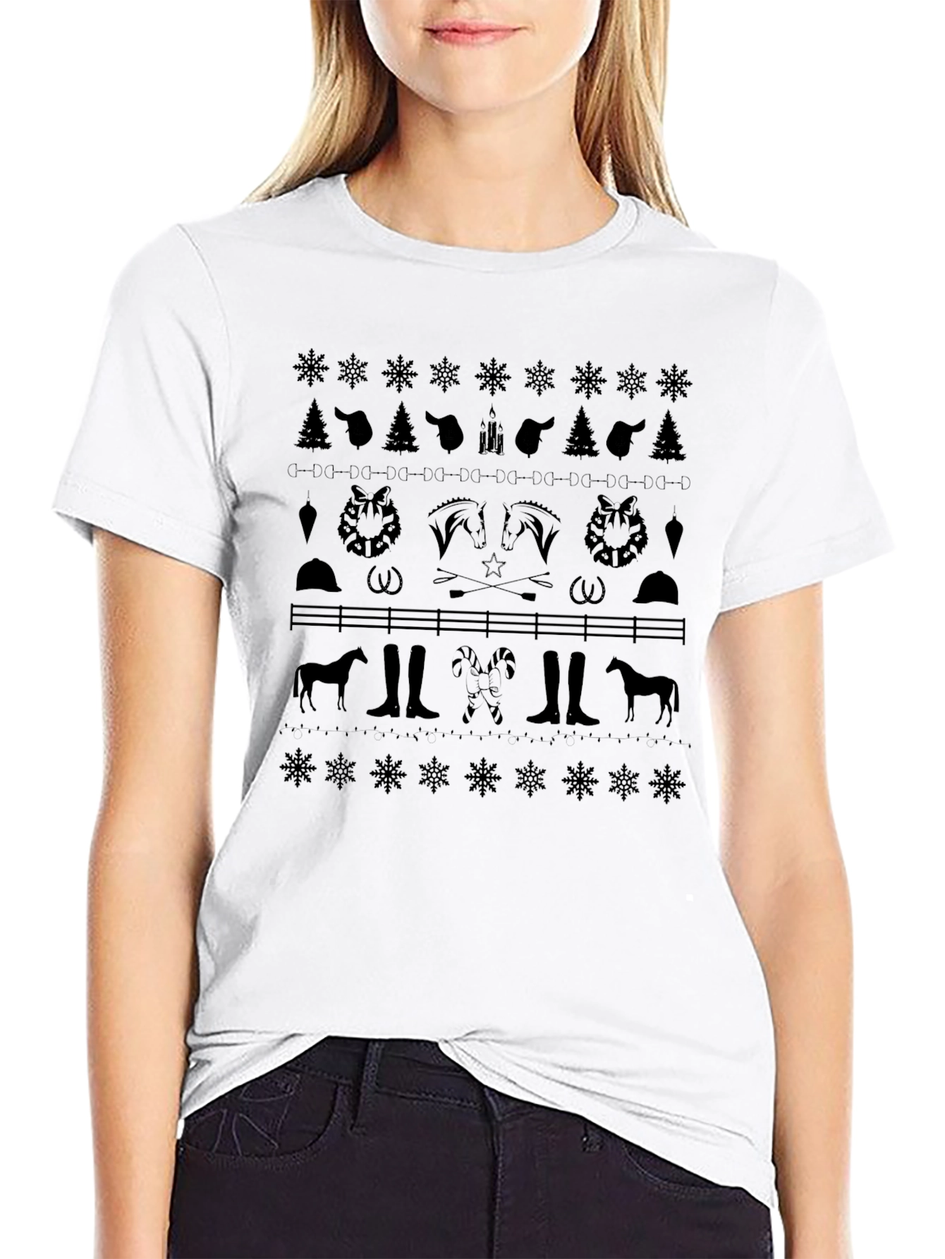 Equestrian Christmas T-Shirt Horse Holiday Tee