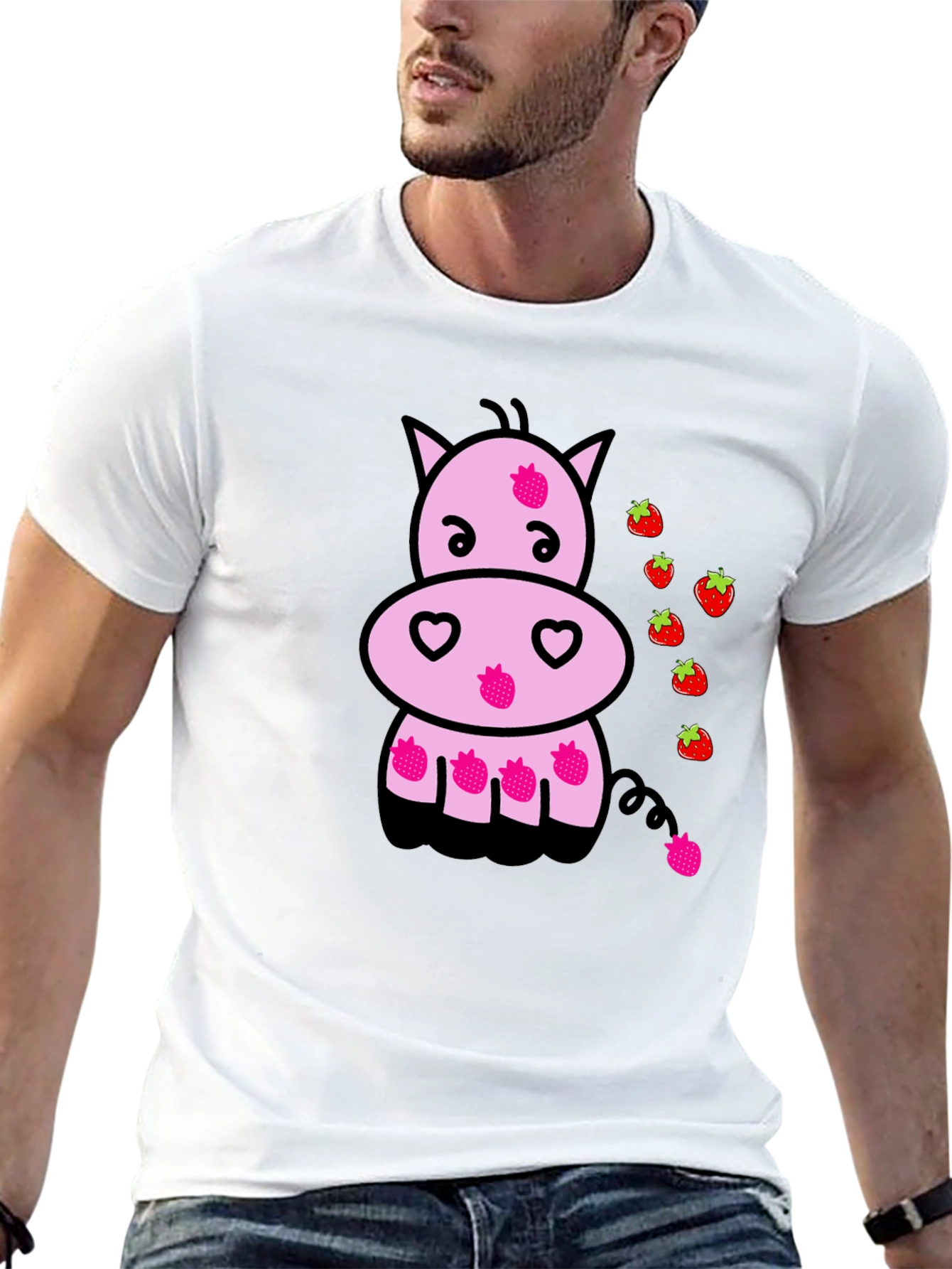 Strawberry Hippo Graphic Tee - Black T-Shirt