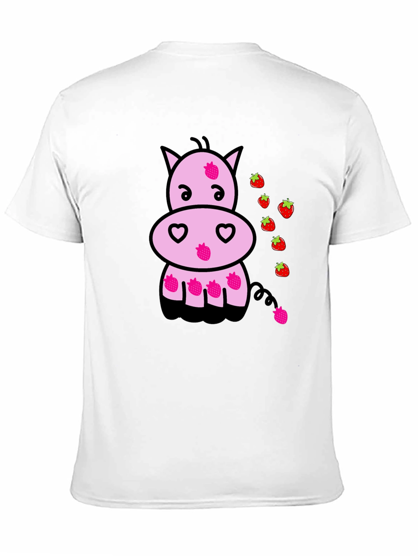 Strawberry Hippo Graphic Tee - Black T-Shirt