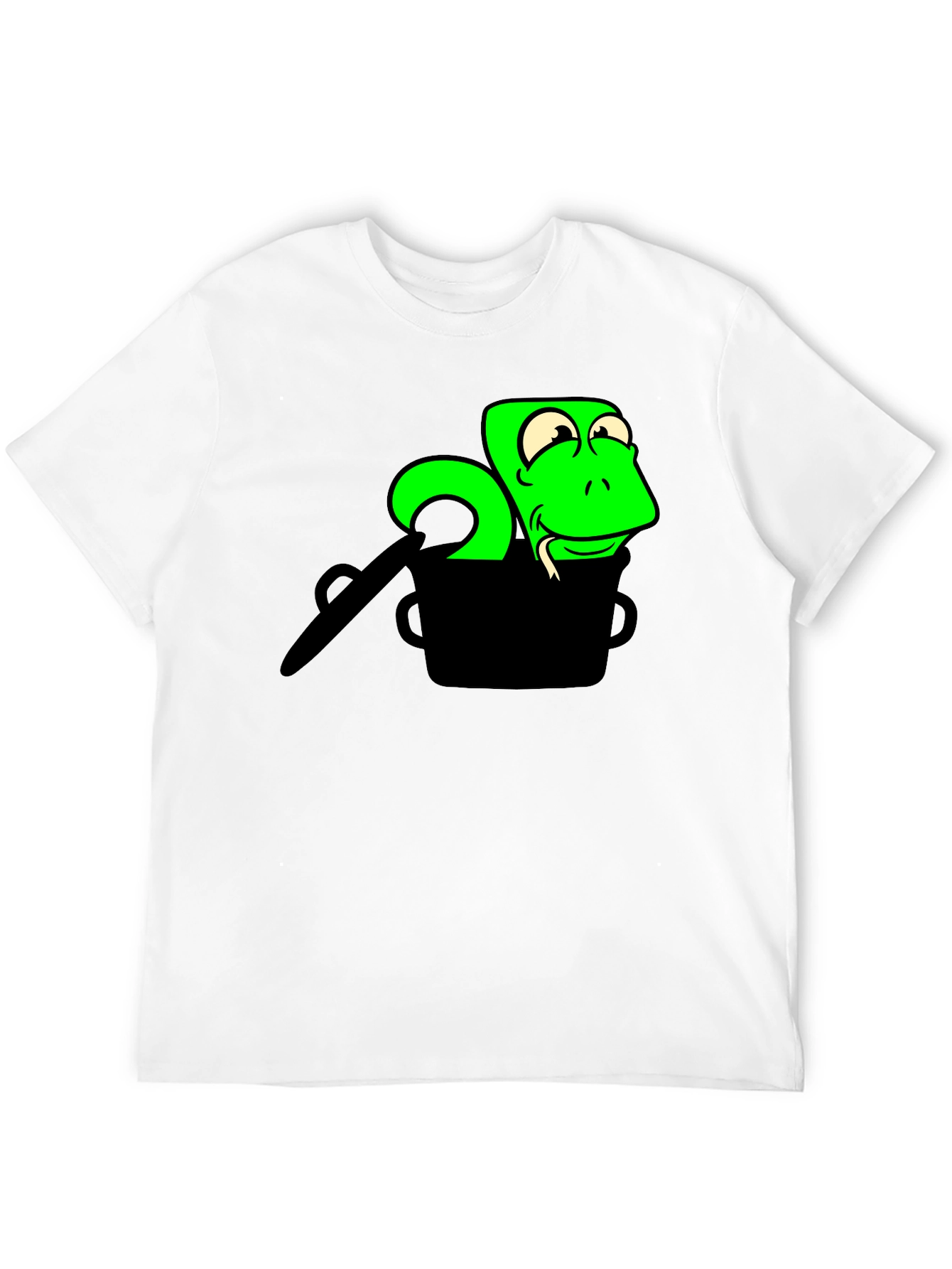 Cartoon Snake in a Pot Graphic T-Shirt