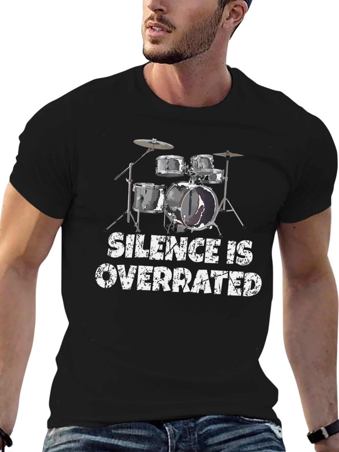 Silence is Overrated Drum Set Graphic T-Shirt