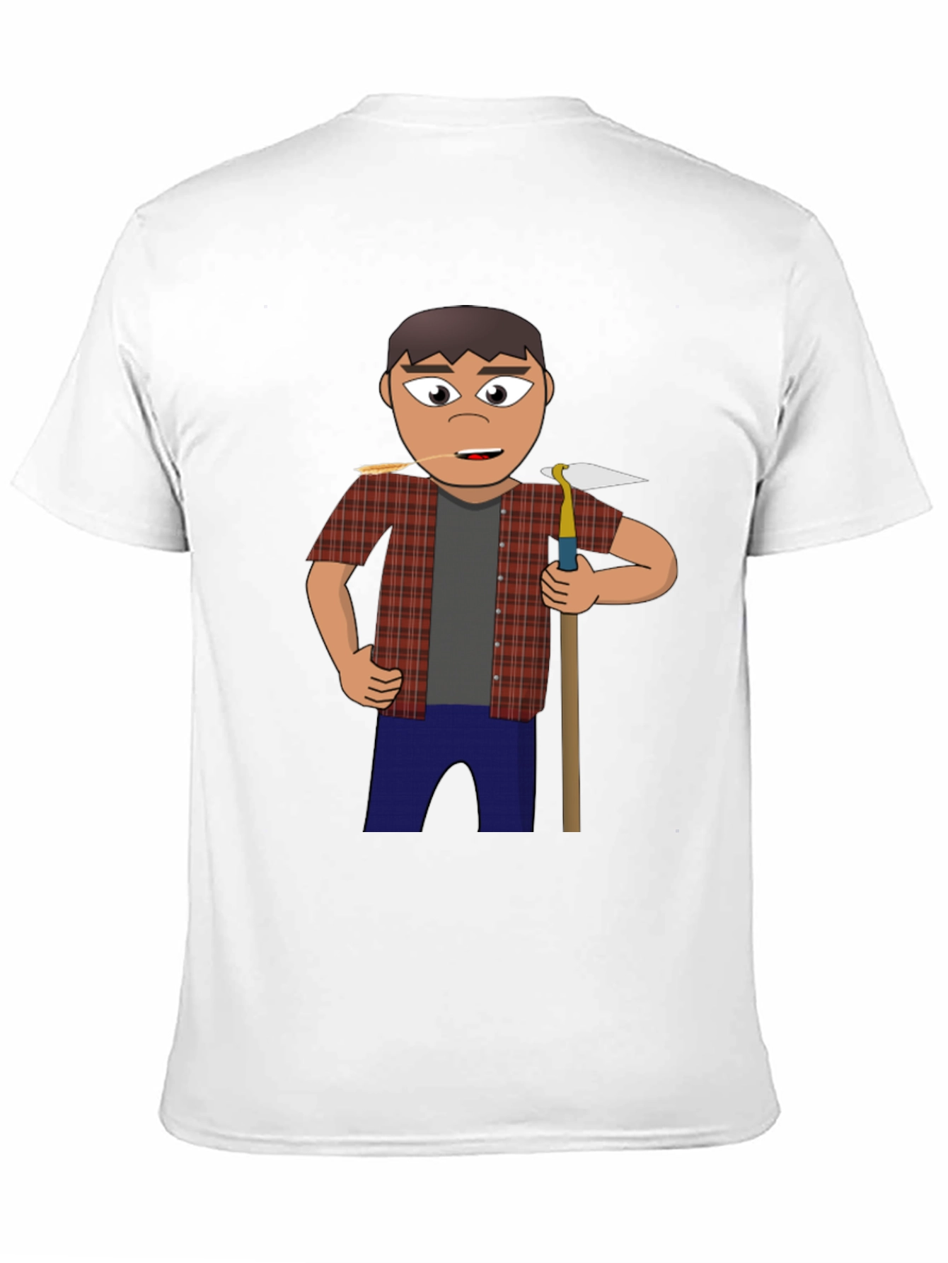 Cartoon Farmer Graphic Tee - Black Unisex Shirt