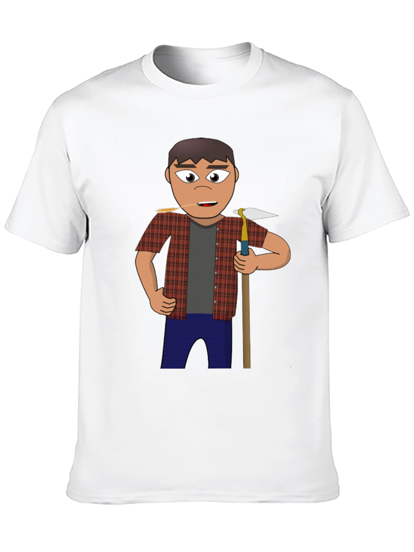 Cartoon Farmer Graphic Tee - Black Unisex Shirt