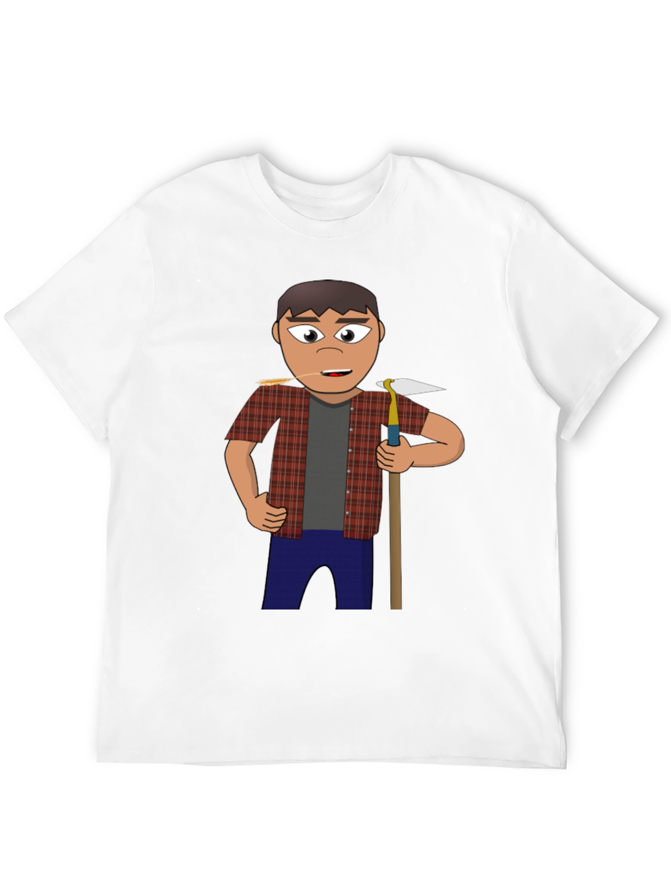 Cartoon Farmer Graphic Tee - Black Unisex Shirt