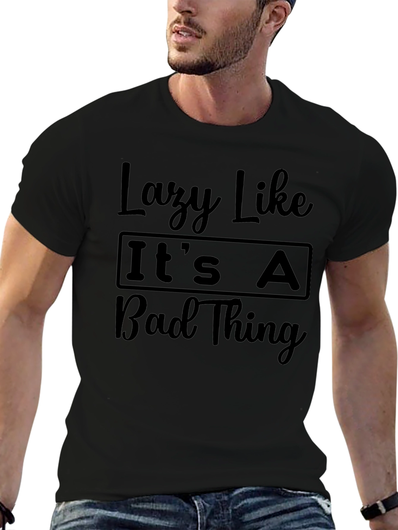 Lazy Like Its A Bad Thing Black Graphic Tee