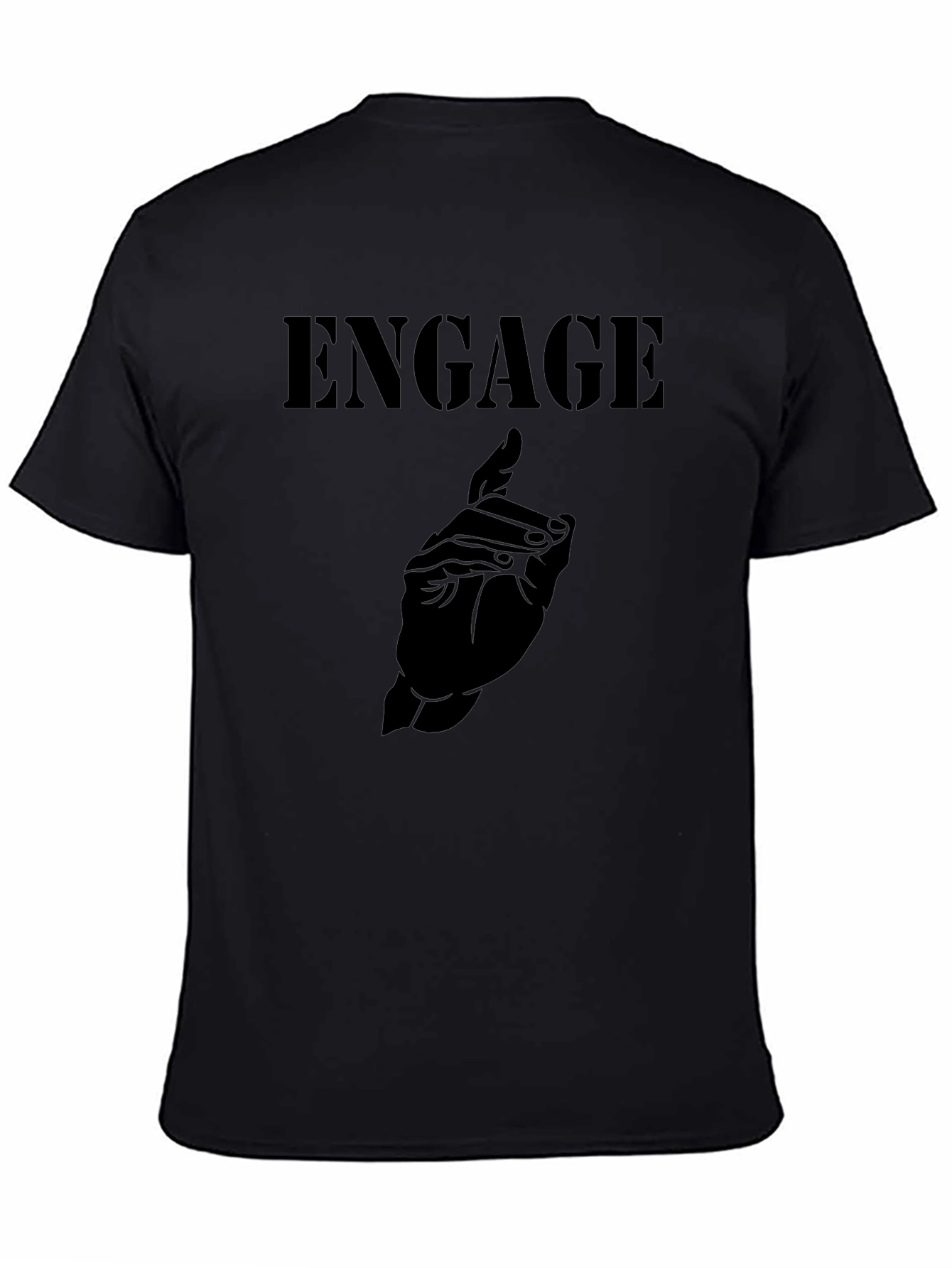 Engage Graphic Tee - Black Cotton Blend Shirt