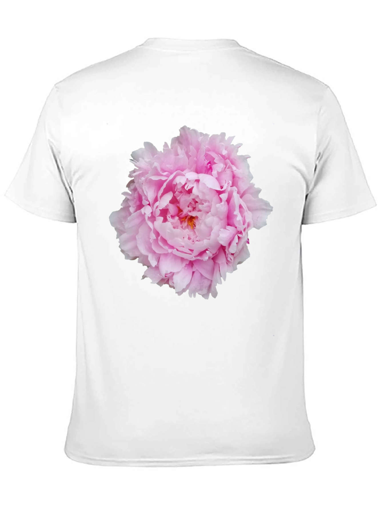 Pink Peony Flower Black T-Shirt