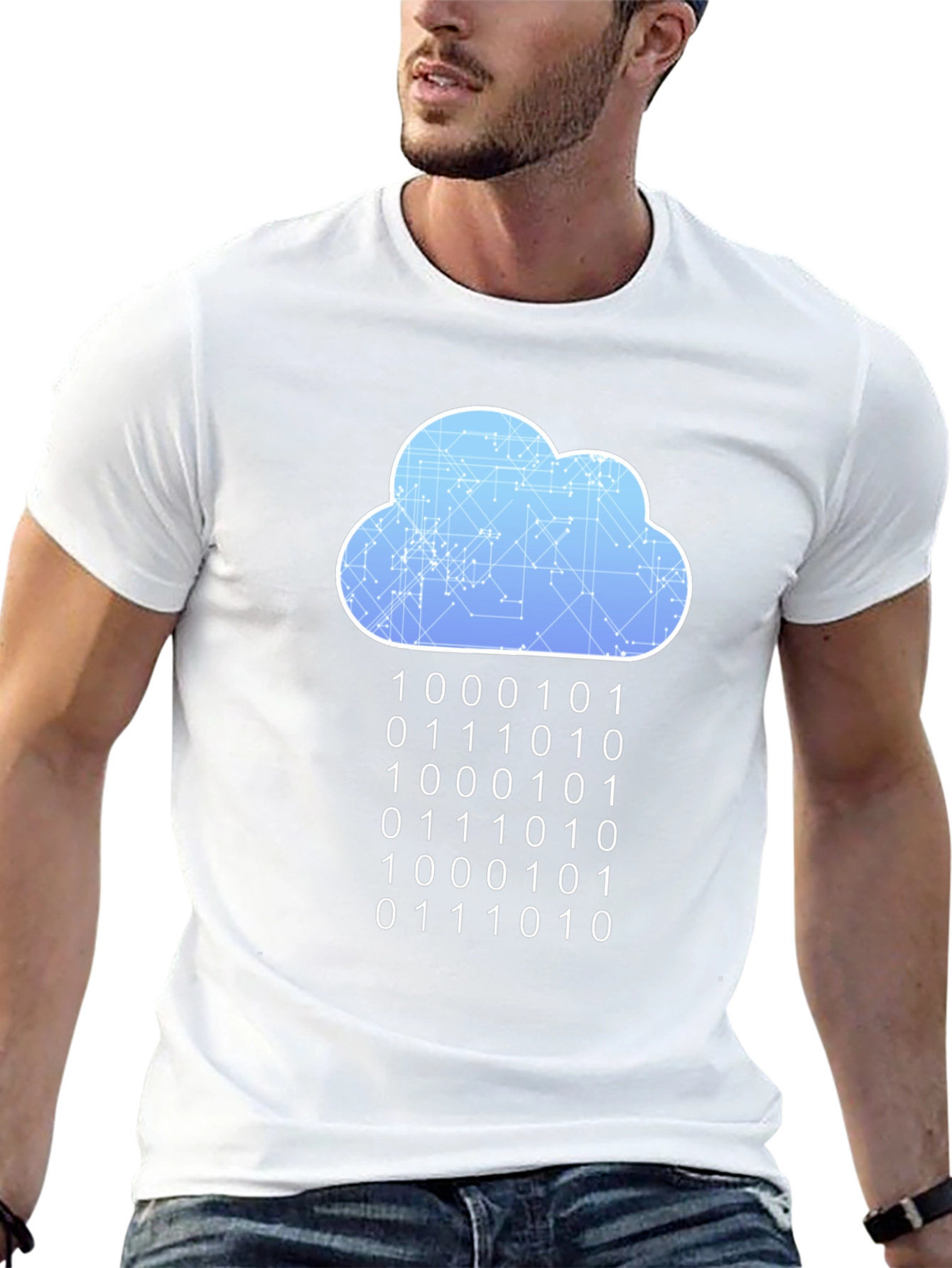 Cloud Binary Code T-Shirt - Programmer Style