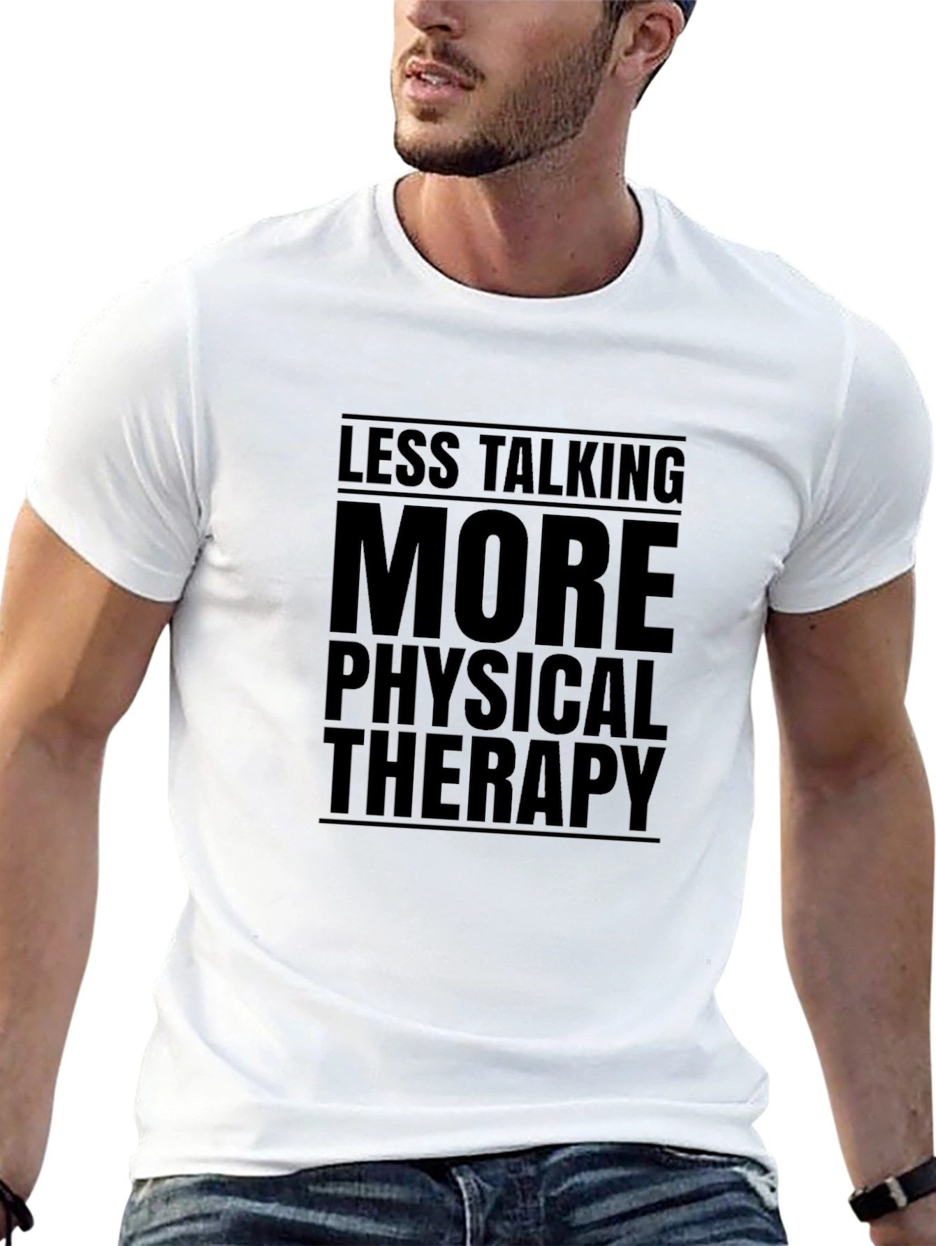 Less Talking More Physical Therapy Black Graphic T-Shirt