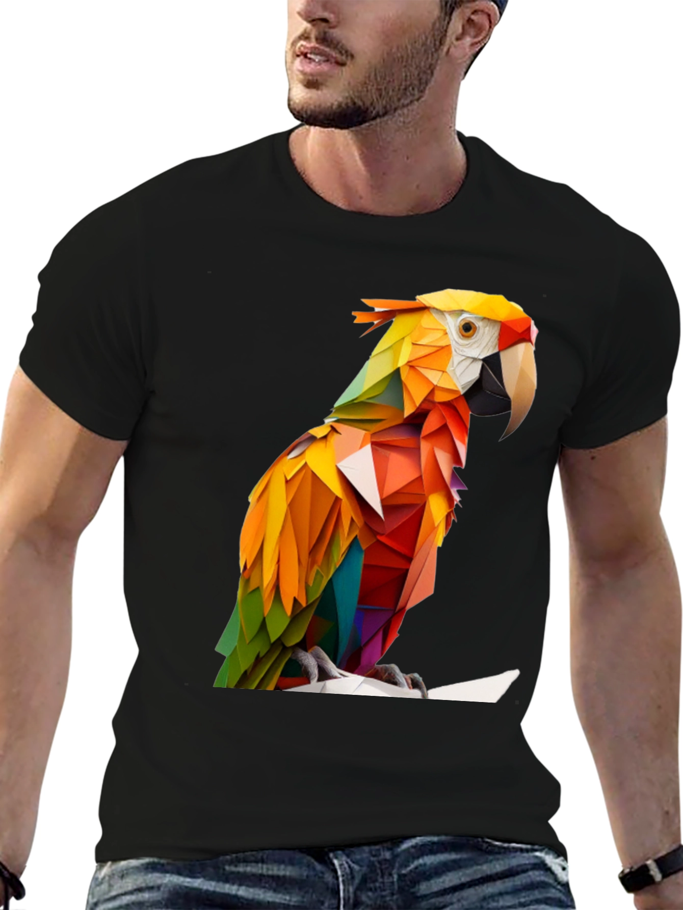 Geometric Parrot Graphic Tee - Bold & Unique Design