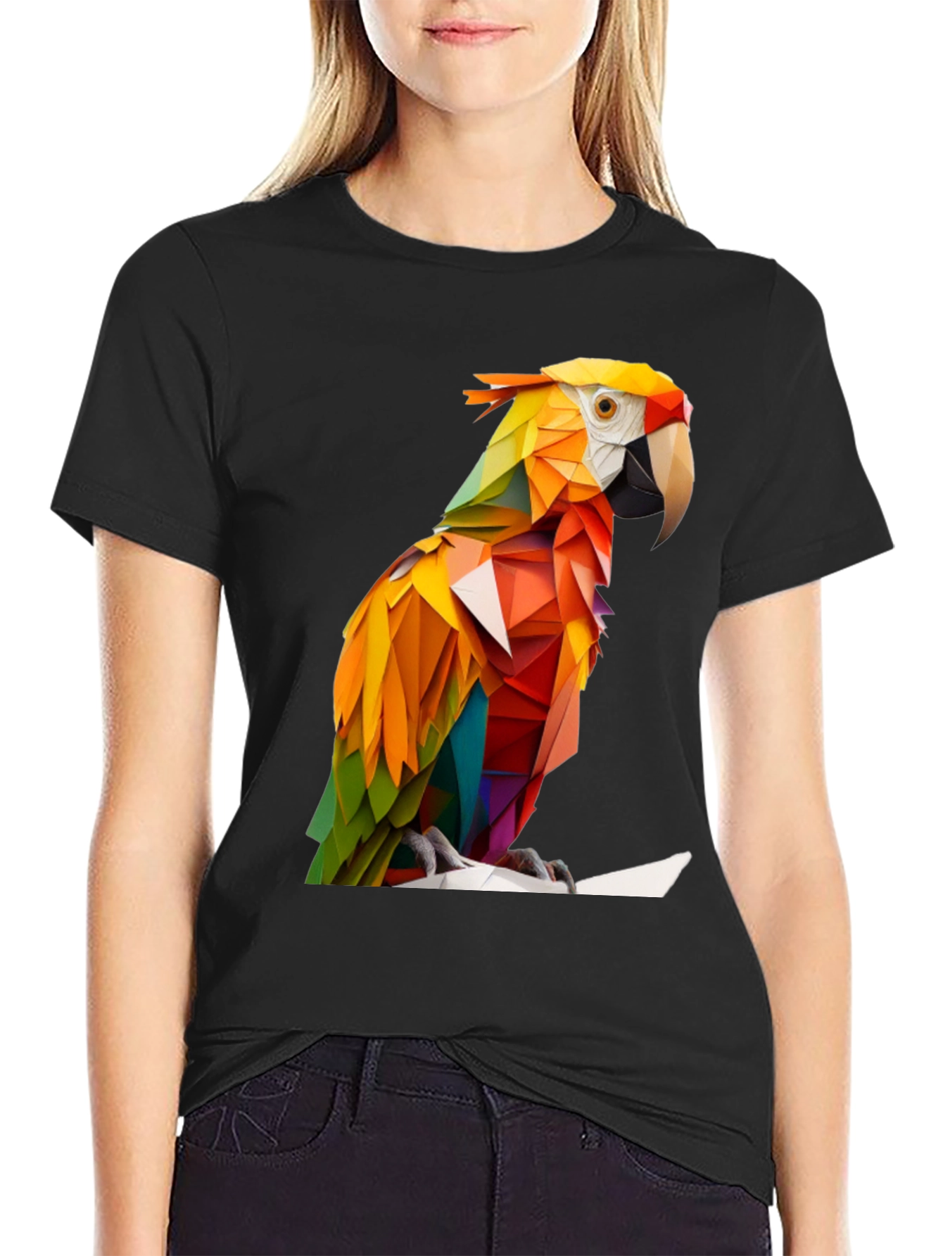 Geometric Parrot Graphic Tee - Bold & Unique Design
