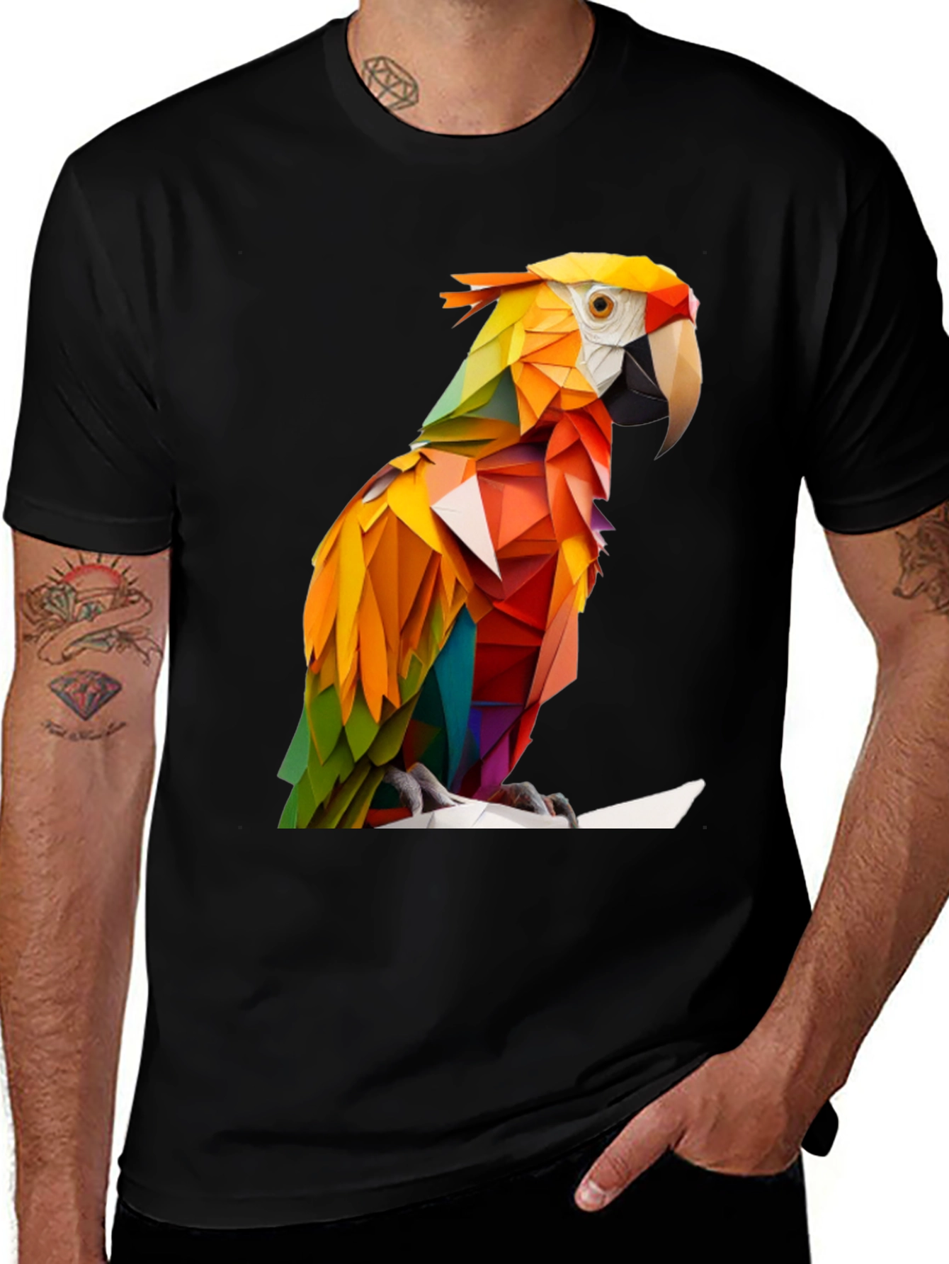 Geometric Parrot Graphic Tee - Bold & Unique Design
