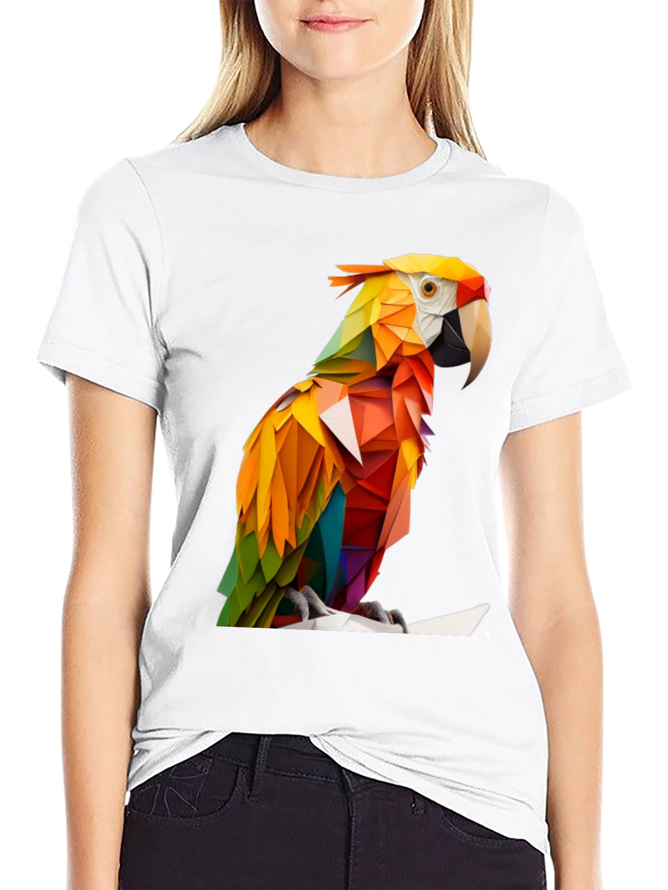 Geometric Parrot Graphic Tee - Bold & Unique Design